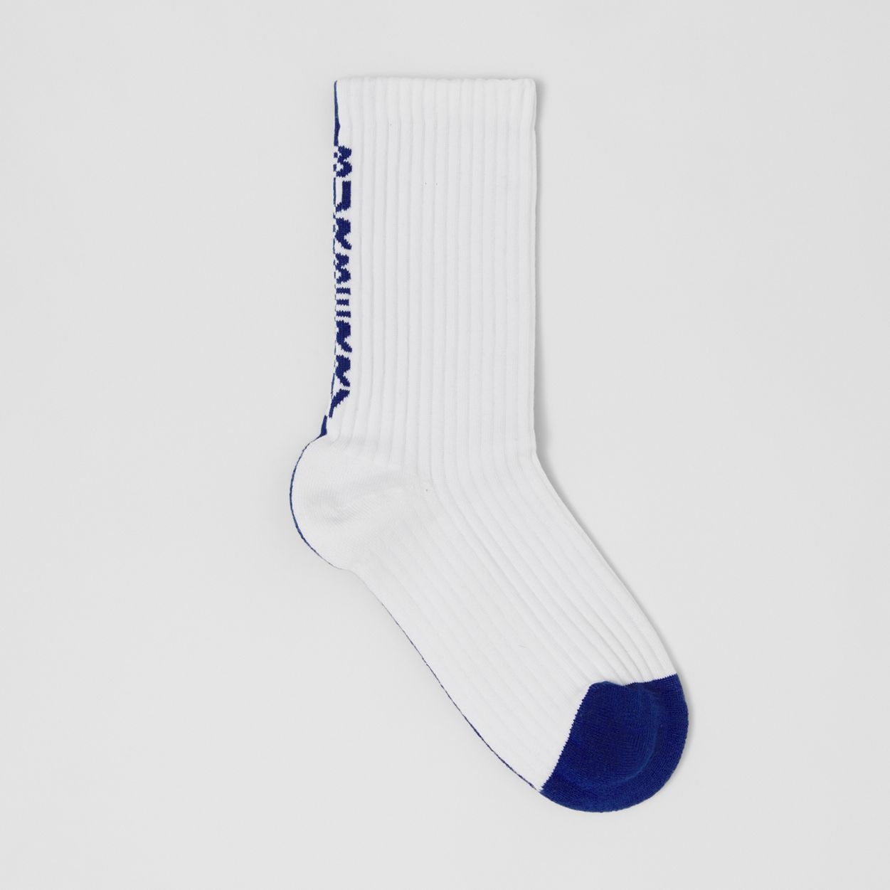 Logo Intarsia Two-tone Stretch Cotton Socks - 1