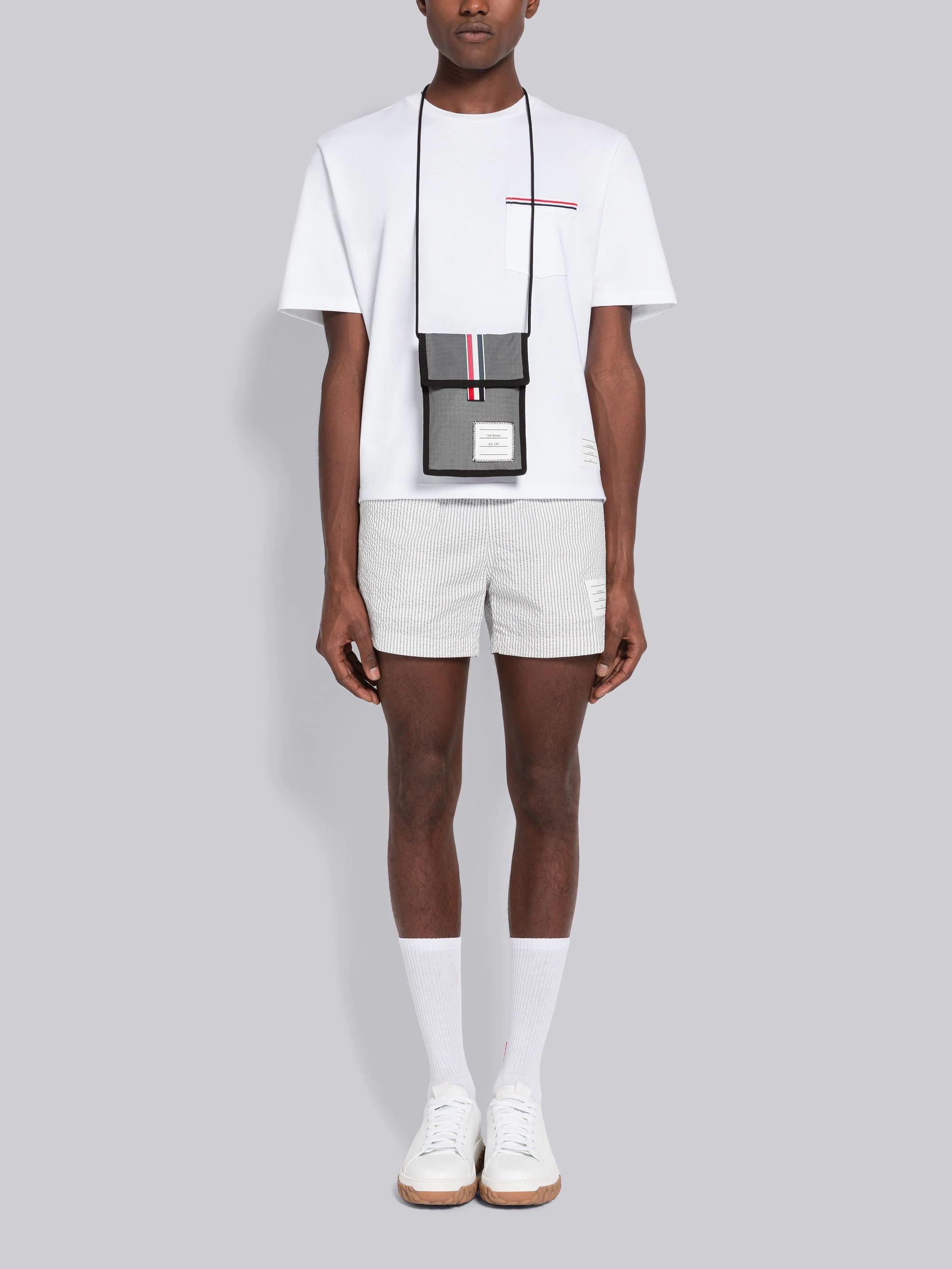 ★THOM BROWNE★ Oversized short sleeve pocket short sleeve t Thom Browne: White Oversized Short Sleeve Pocket T-shirt