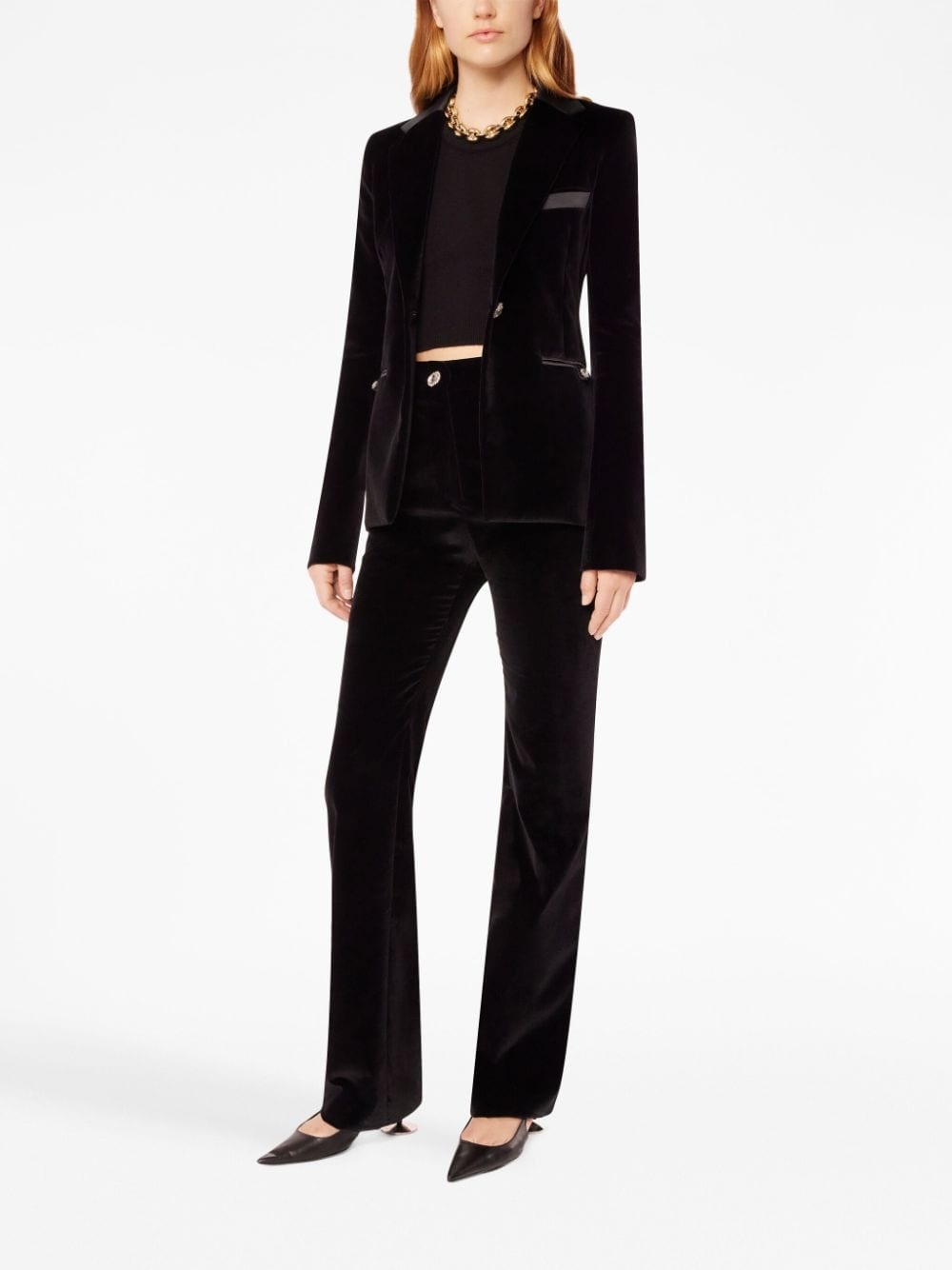 high-waisted velour trousers - 2