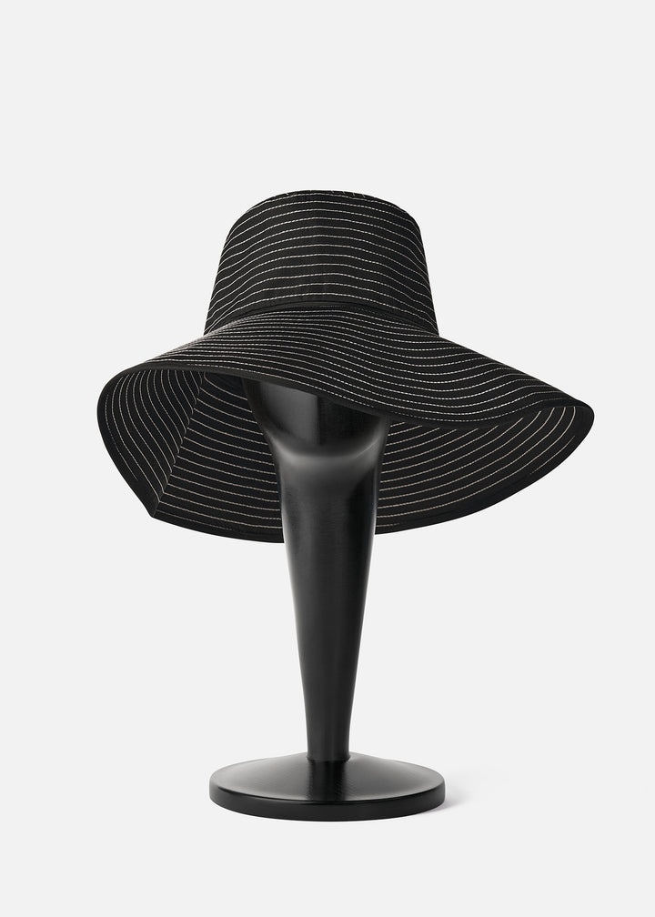 Embroidered silk sun hat black - 3