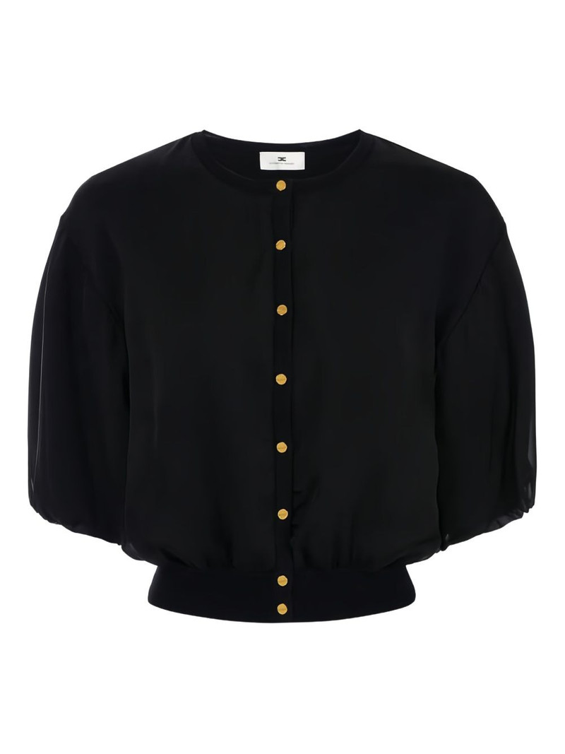 jewel-button puffed-sleeve cardigan 1