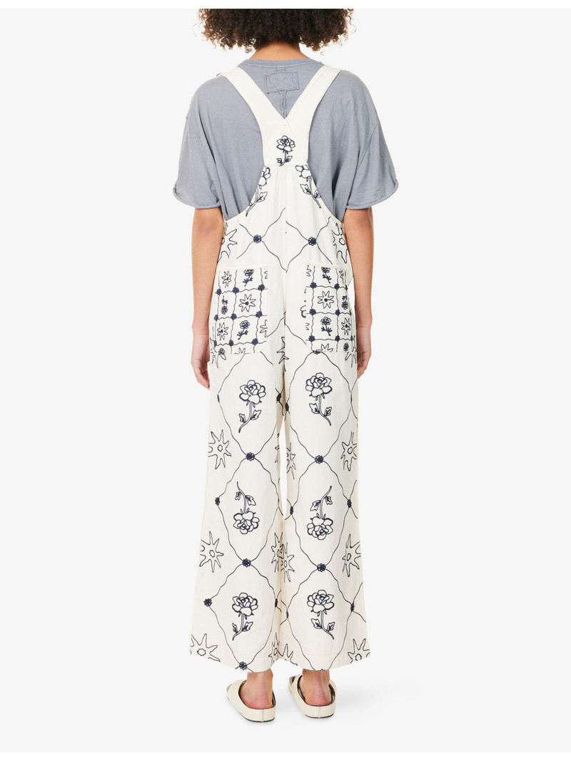 Rising Sun Embroidered Denim Overall 4