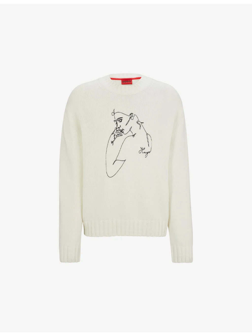 Face-motif relaxed-fit wool-blend jumper - 1