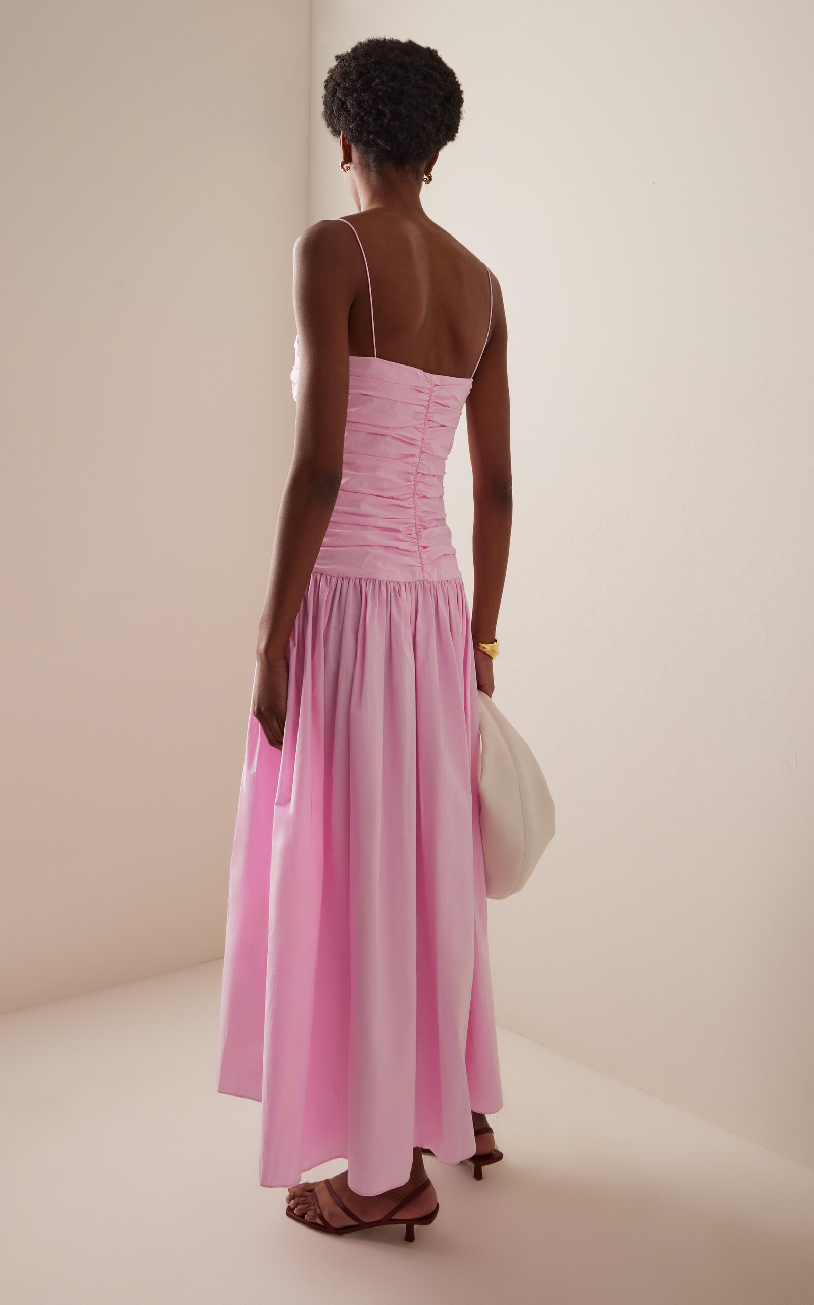 Exclusive Gathered Cotton Drop-Waist Dress pink - 4