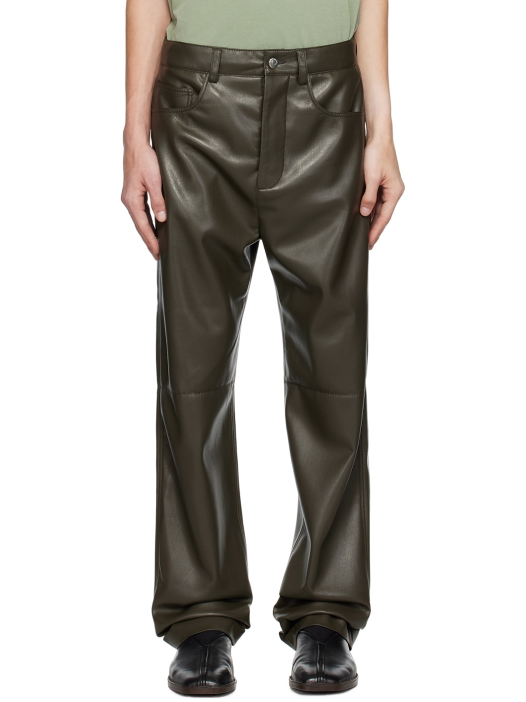 Gray Aric Vegan Leather Pants - 1