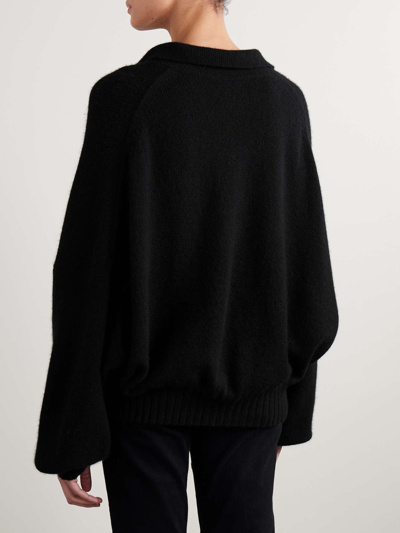 Rene oversized cashmere polo sweater Black - 3