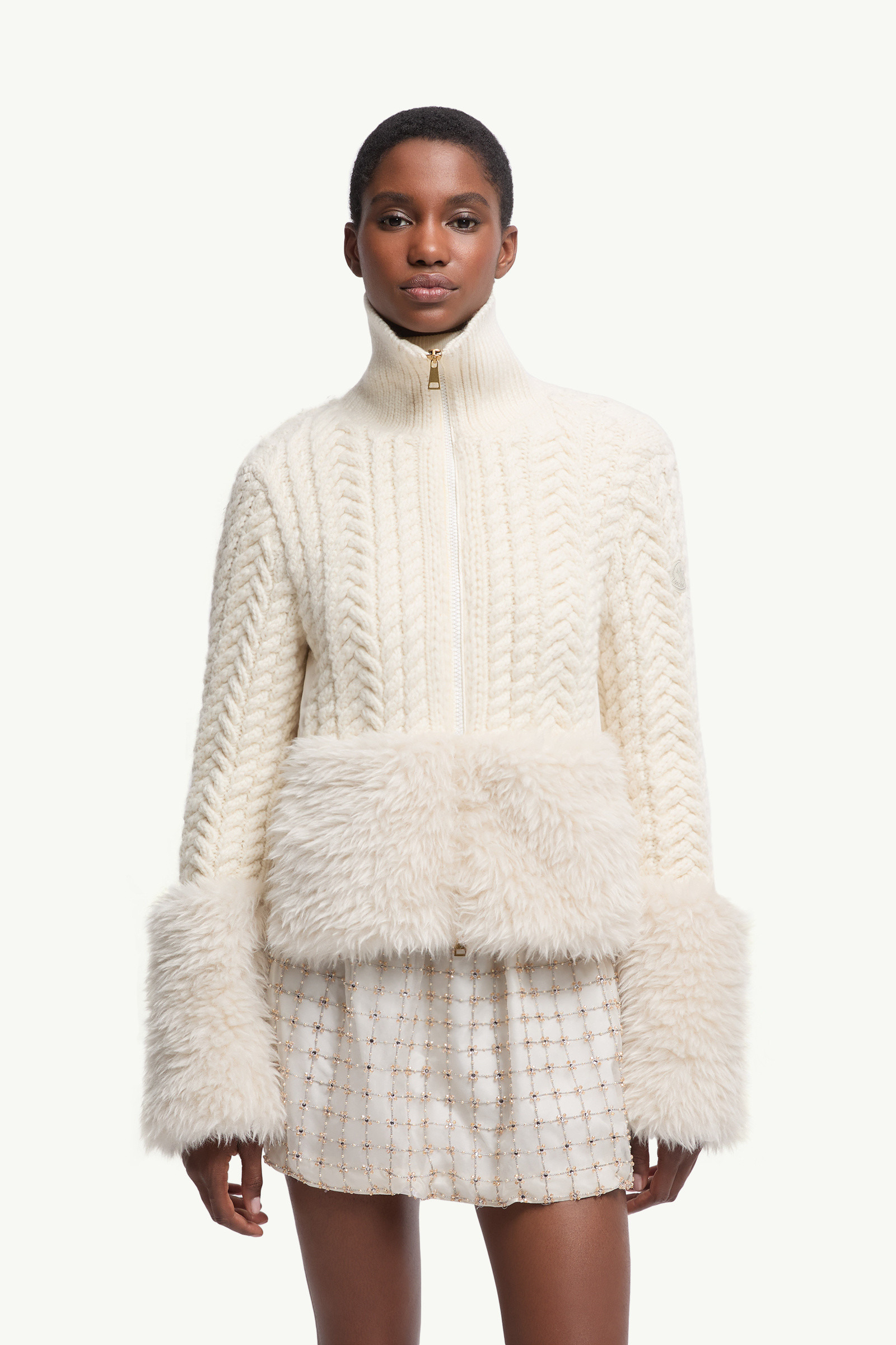 Wool Blend Zip-Up Cardigan - 3