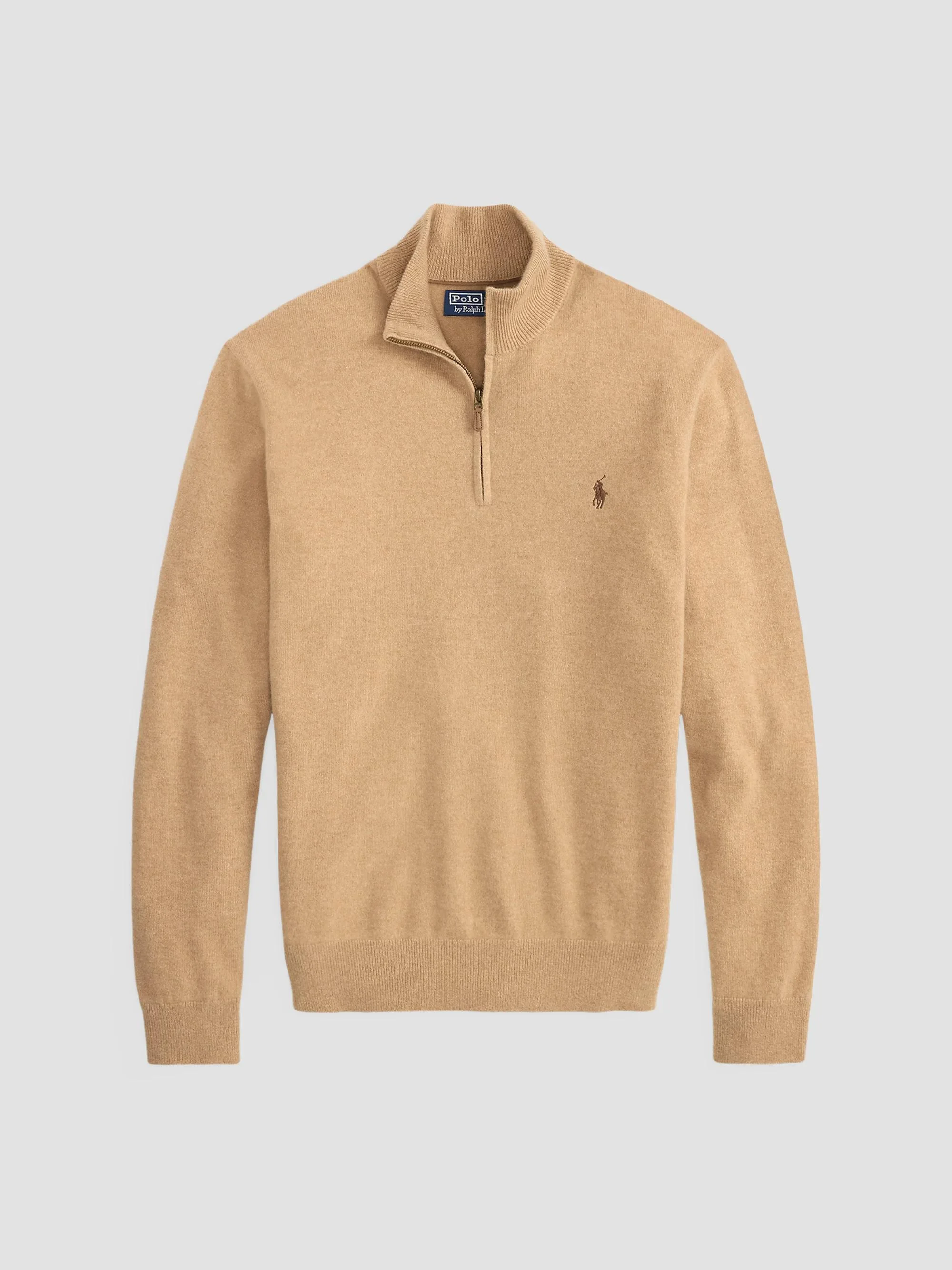 Men's Cashmere Quarter-Zip Sweater - Camel Melange - 1