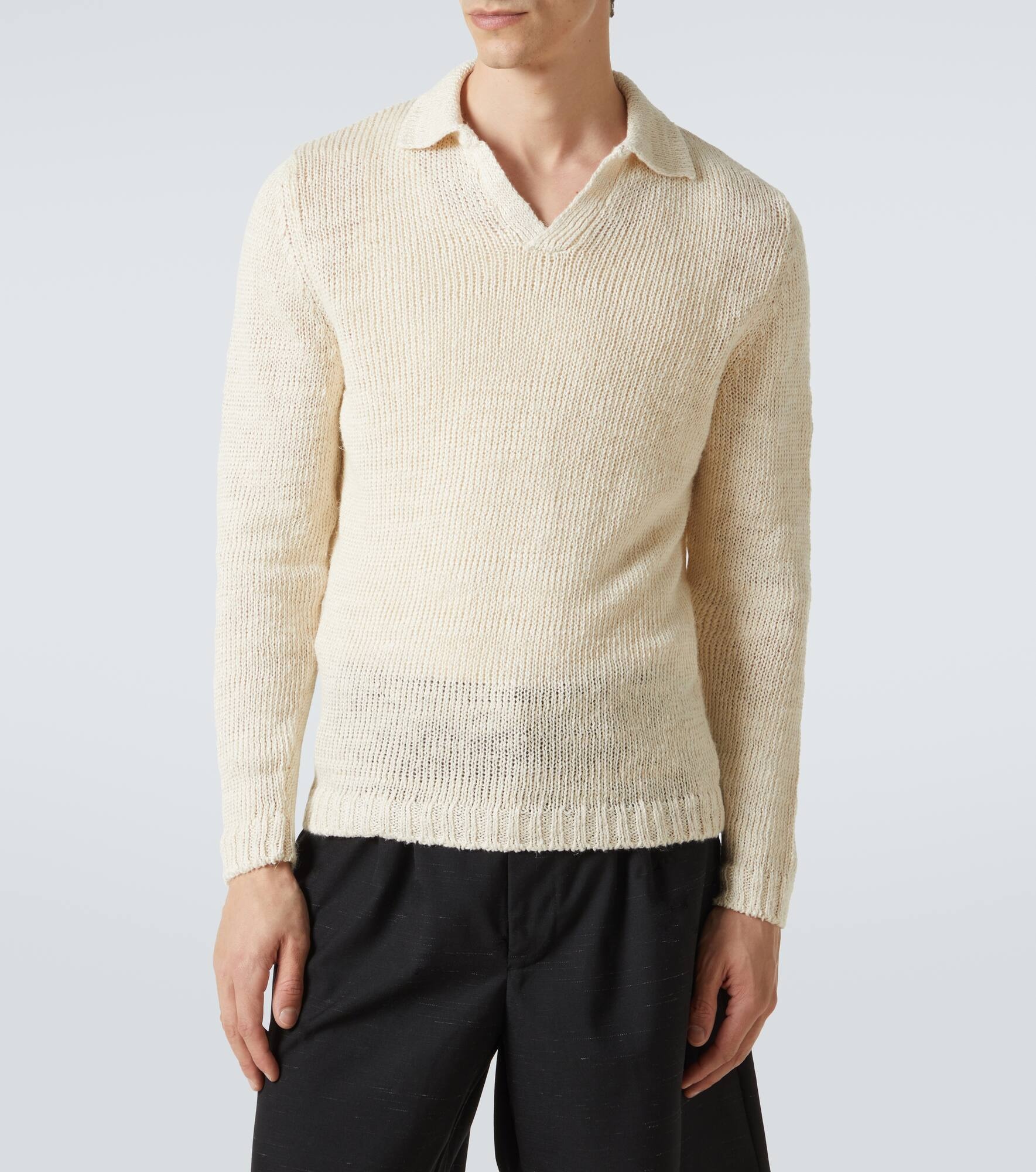Linen-blend polo sweater - 3