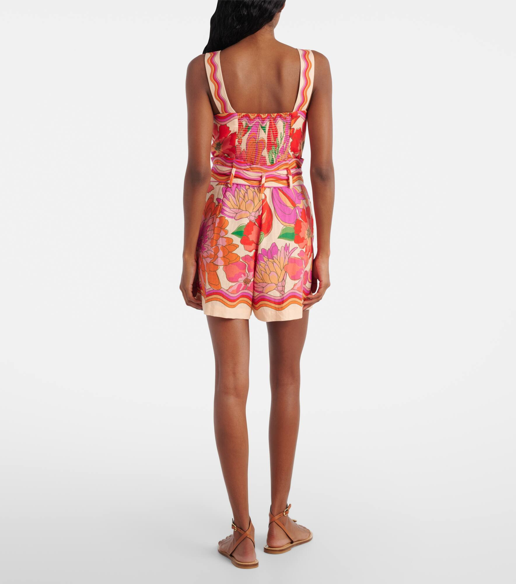 Spring Affair printed linen-blend romper - 3