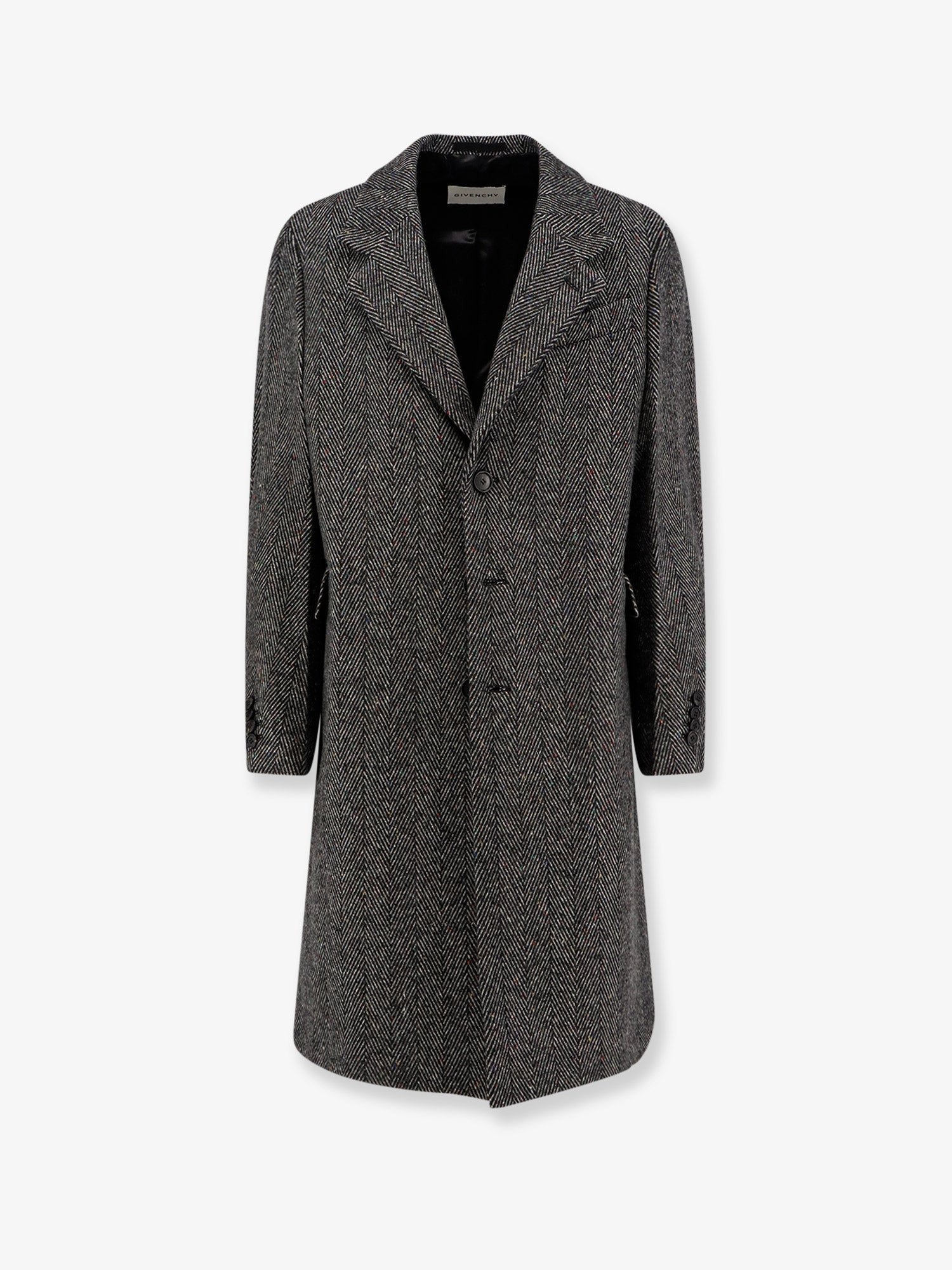 Givenchy Men Wool Blend Coat With Herringbone Motif - 1