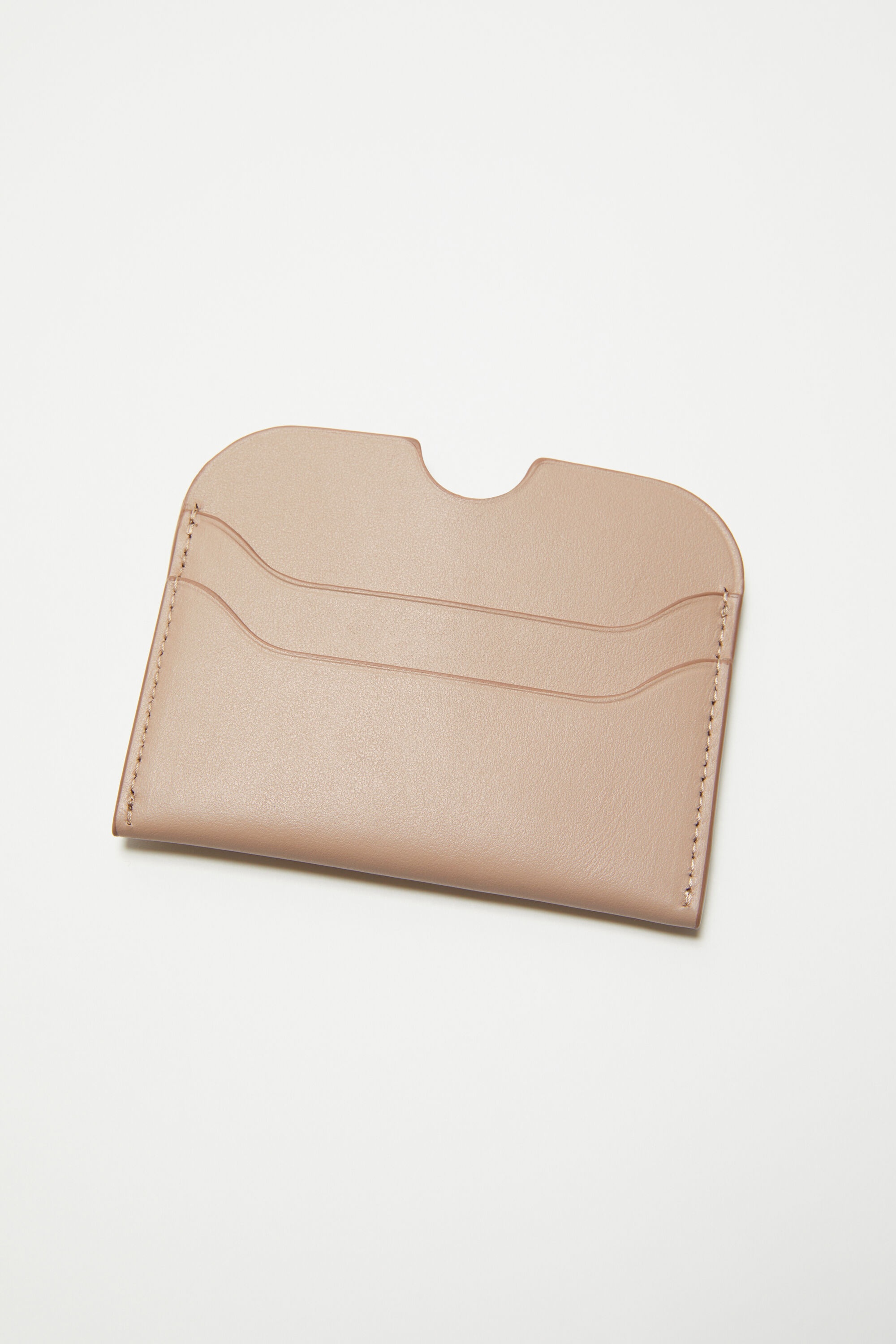 Leather card holder - Taupe beige - 4
