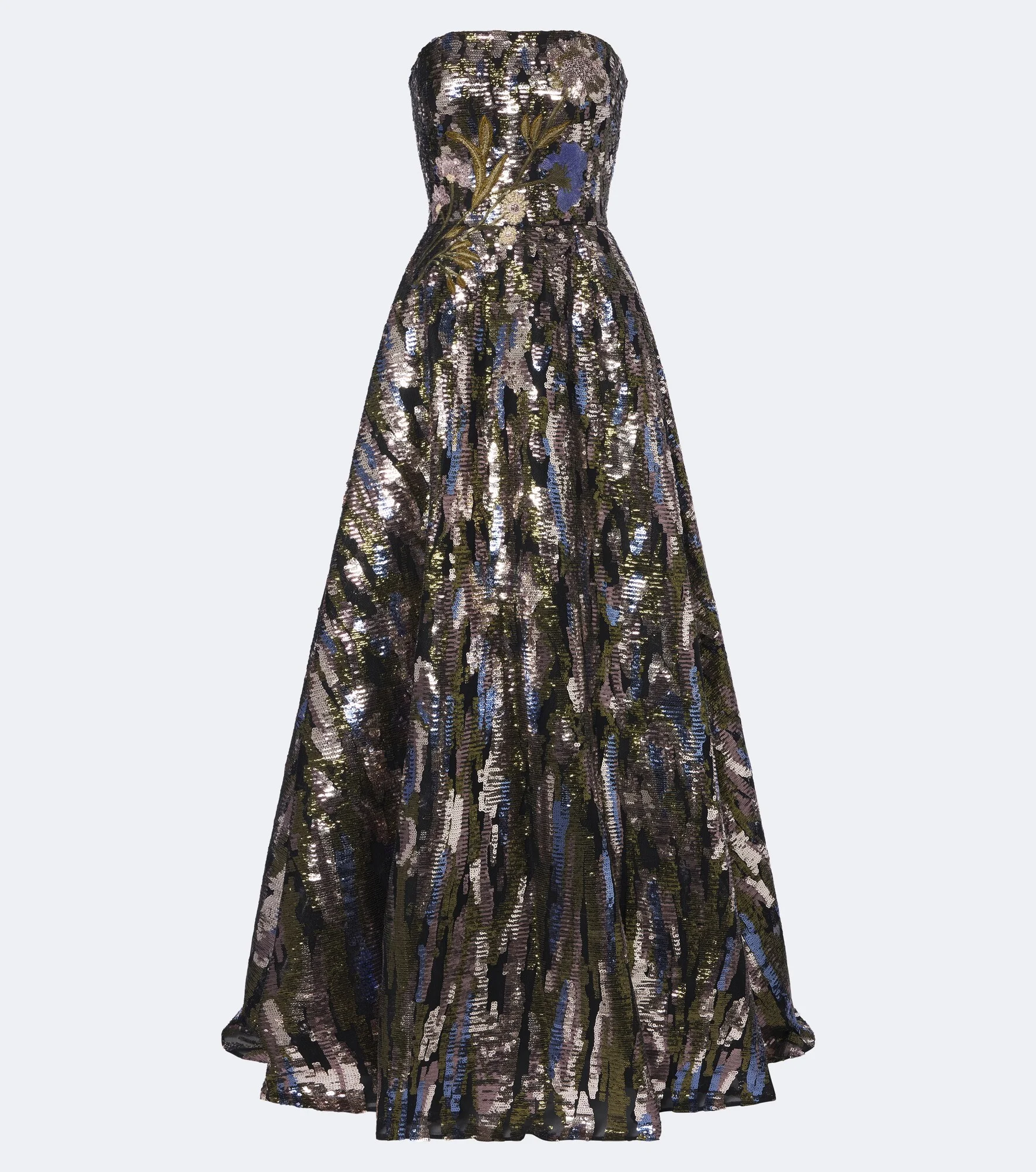 Embellished silk-blend bustier gown - 1