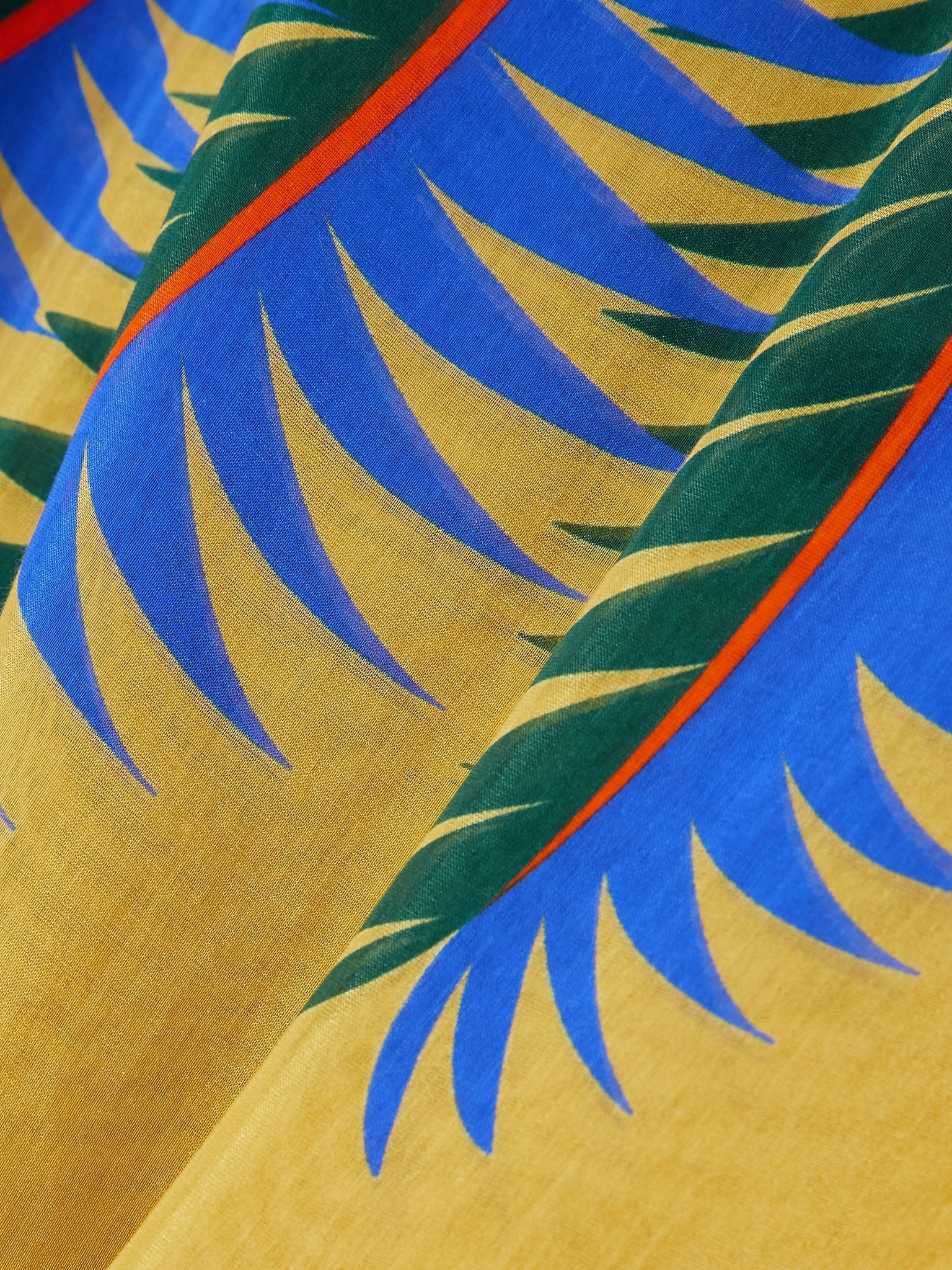 + Agostino Iacurci frayed printed cotton and silk-blend voile pareo Yellow - 4