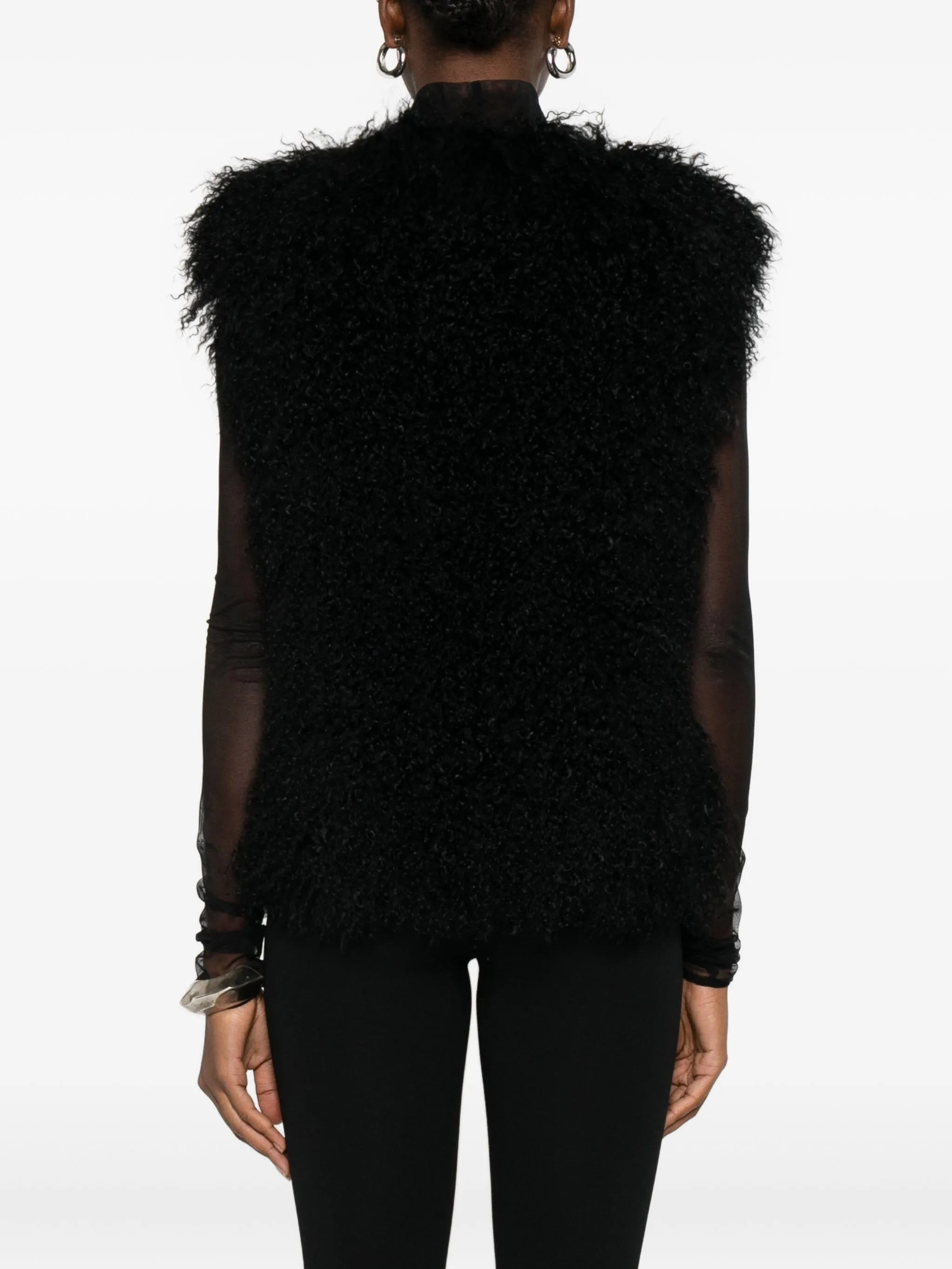 Yves Salomon Sleeveless Curly-fur Vest - 4