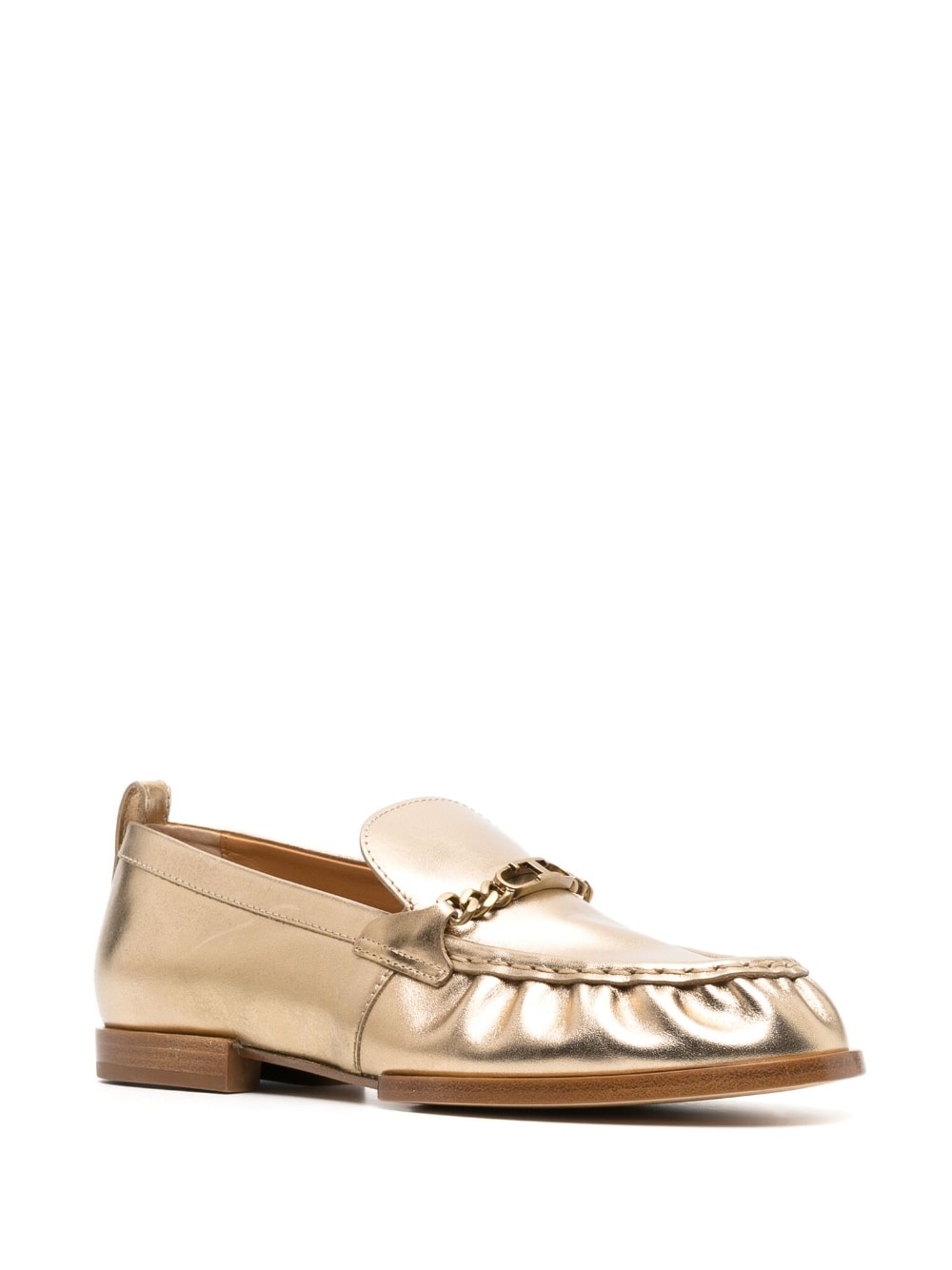 metallic leather loafers - 2