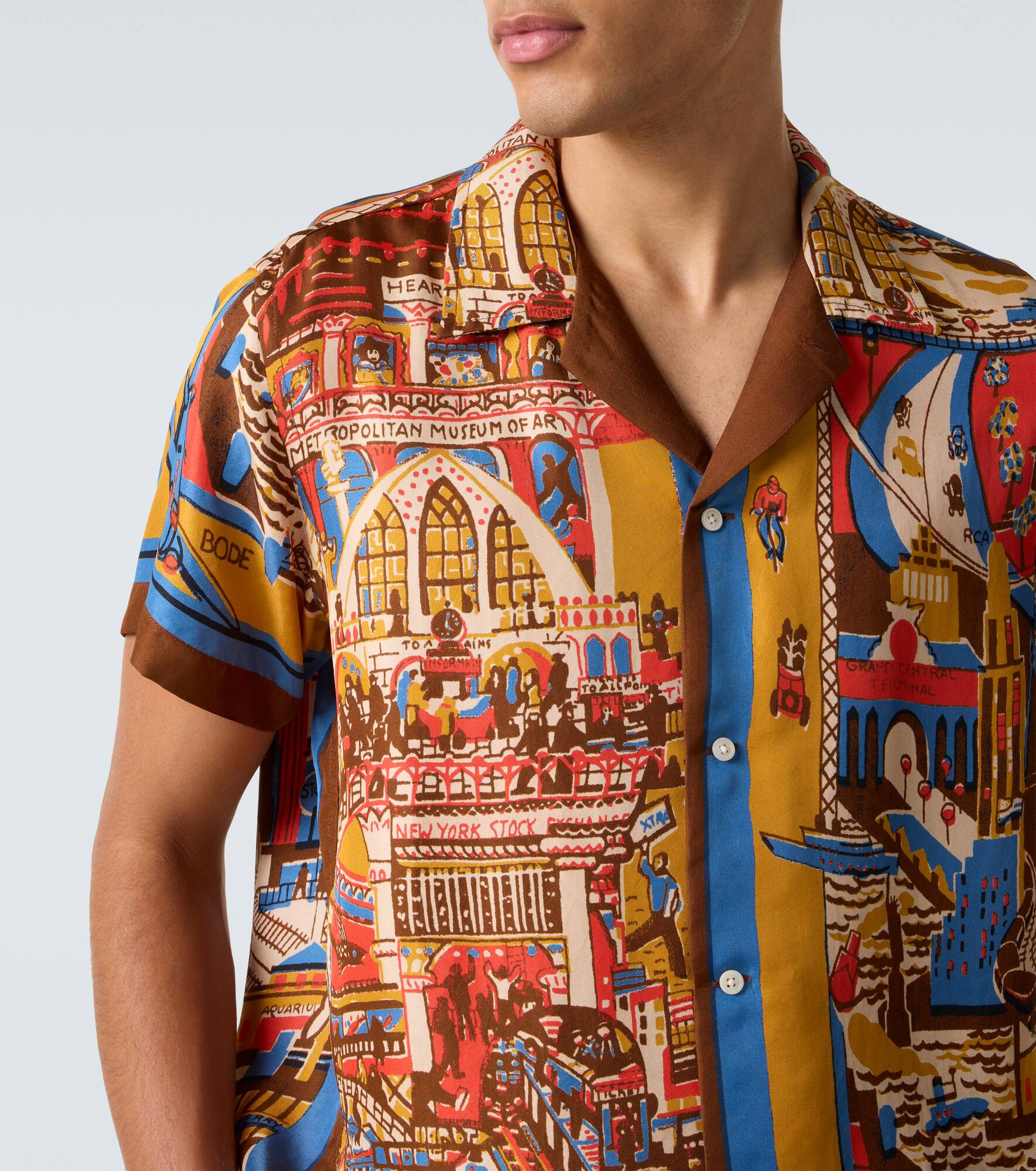 Manhattan Island printed silk bowling shirt - 5