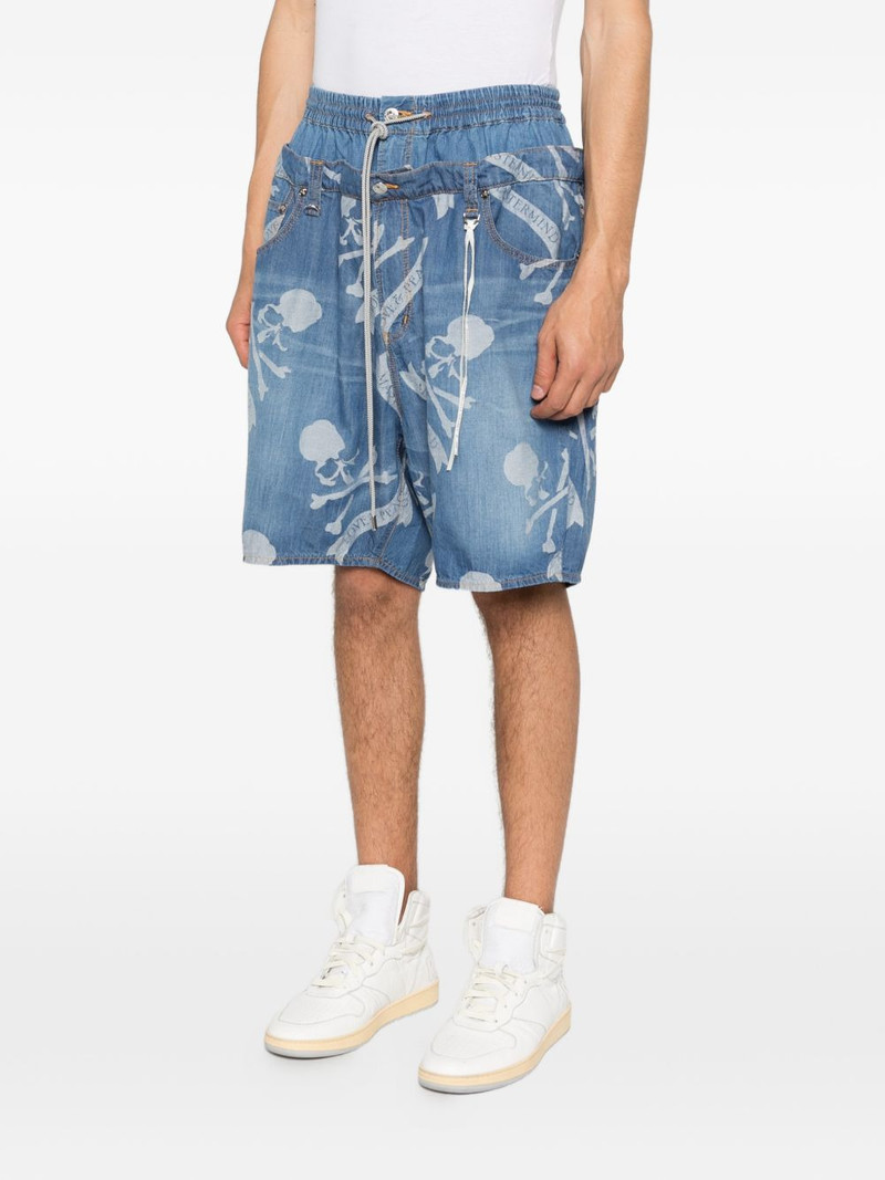 patterned denim shorts 3