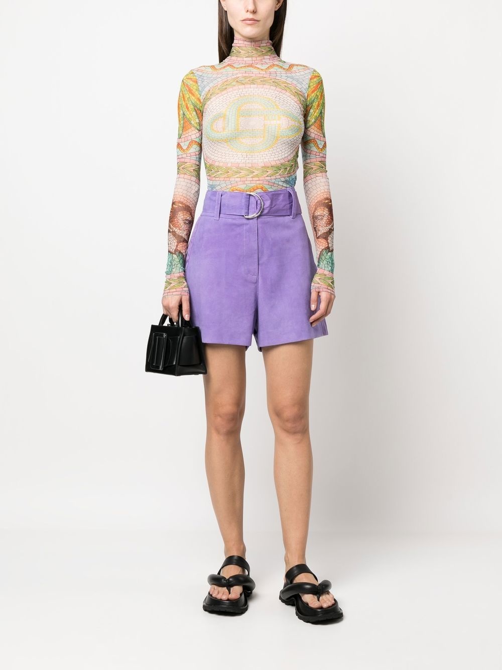 neon violet suede shorts - 2