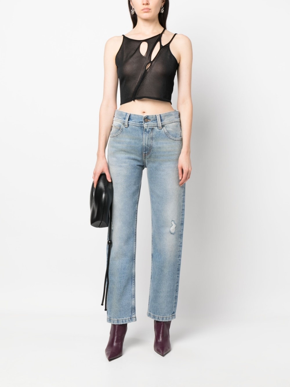 distressed-effect straight-leg jeans - 2