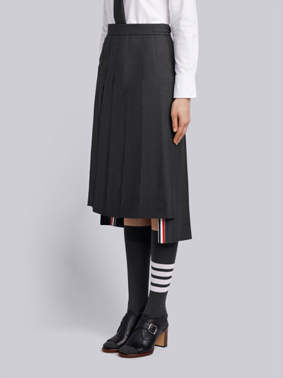 Thom Browne Dark Grey Super 120's Twill Below Knee Pleated Skirt outlook