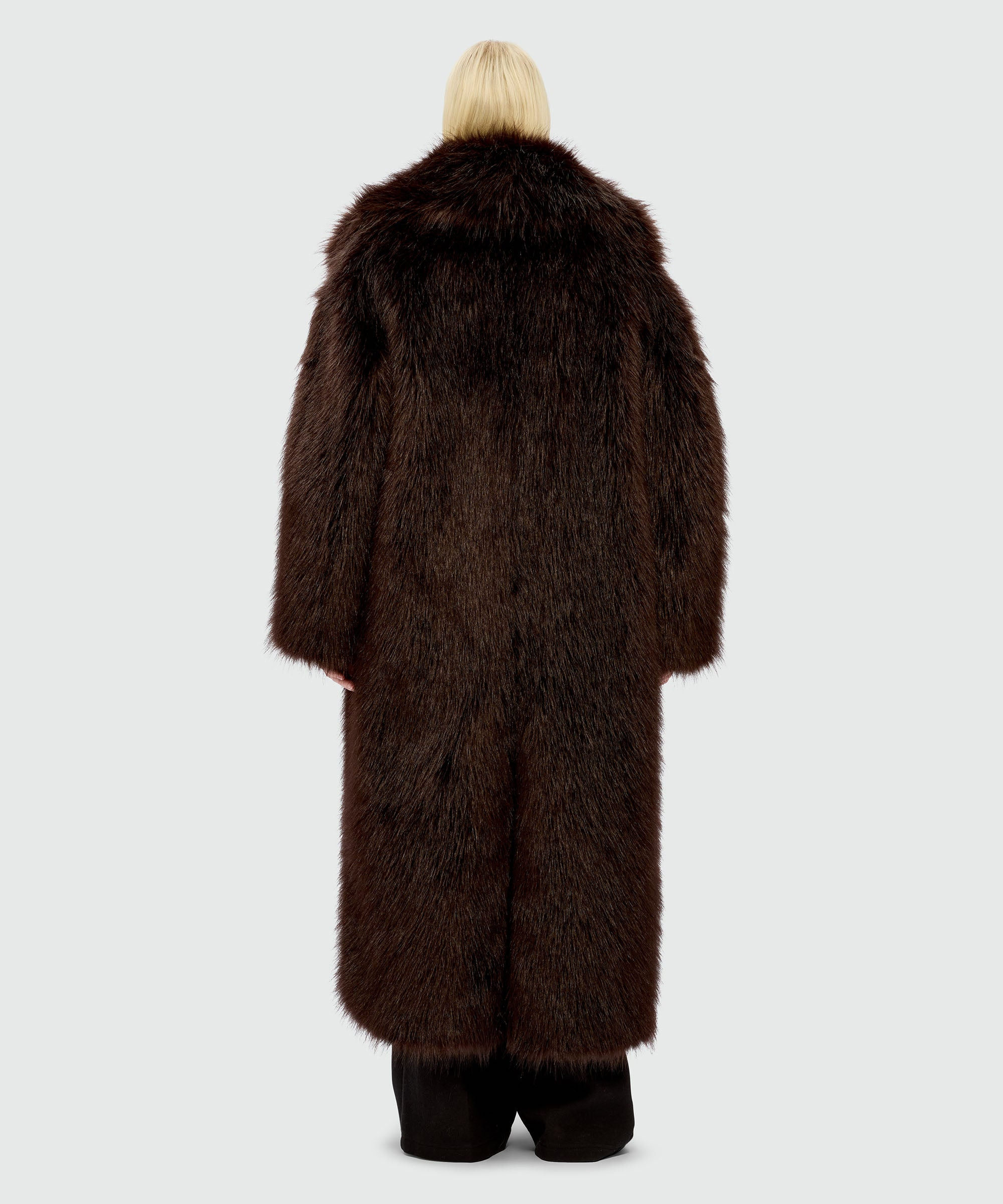 Long brown faux fur coat - 3