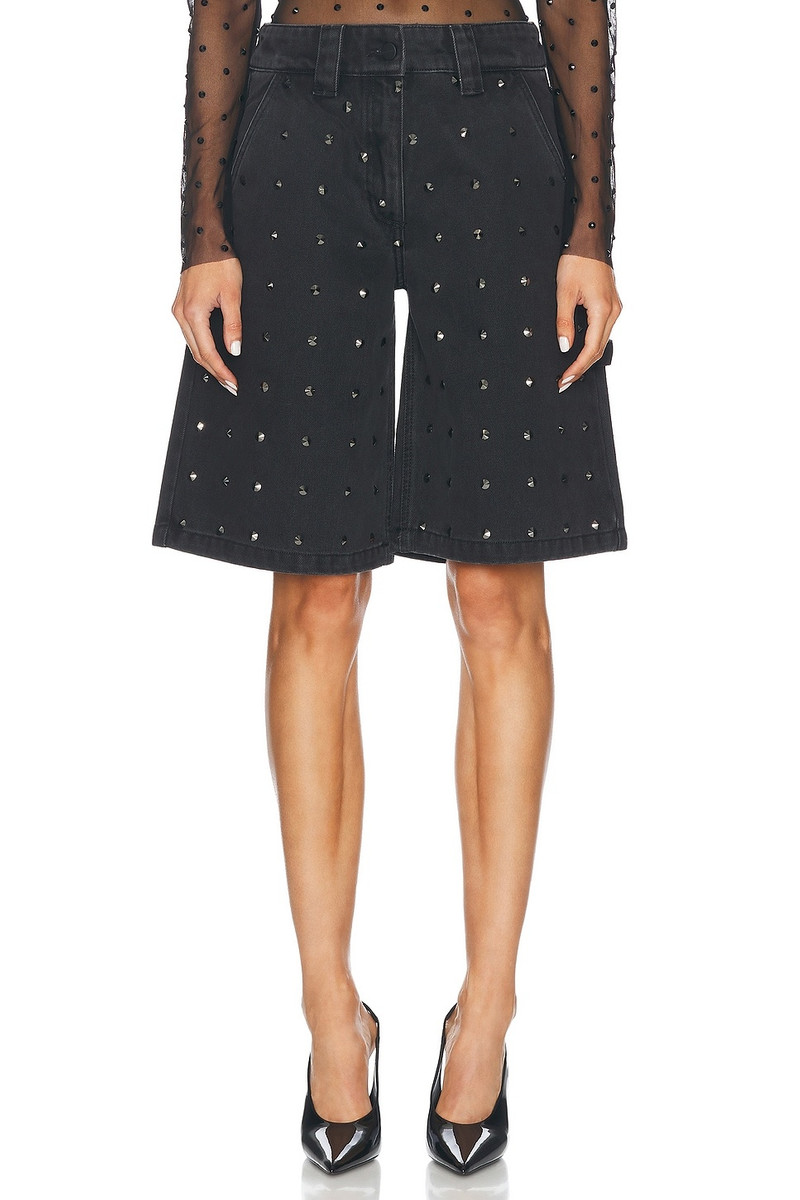 Allover Rhinestone Crystal Denim Short 1