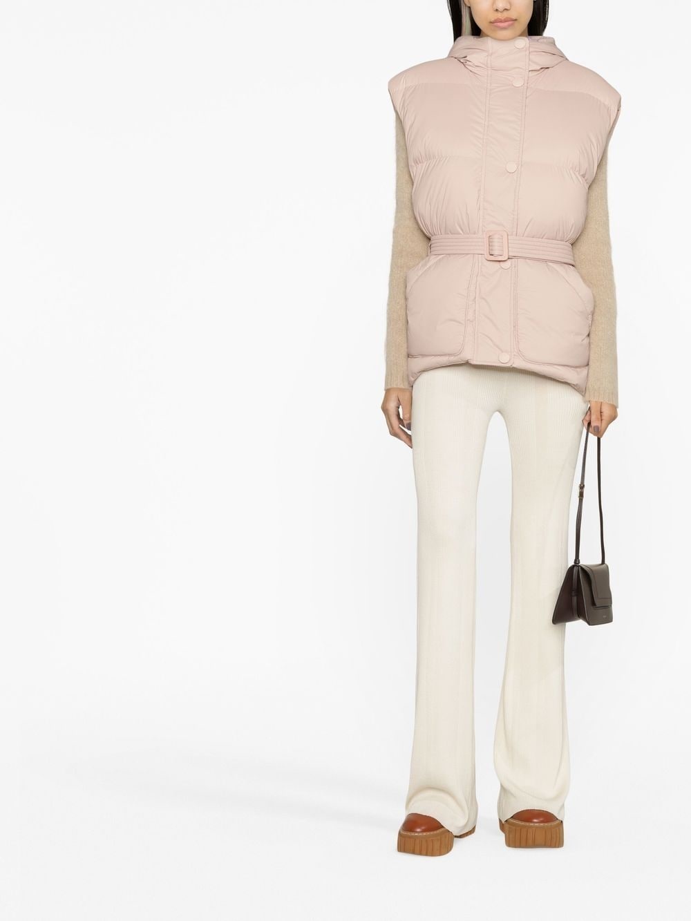 belted-waist puffer vest - 2