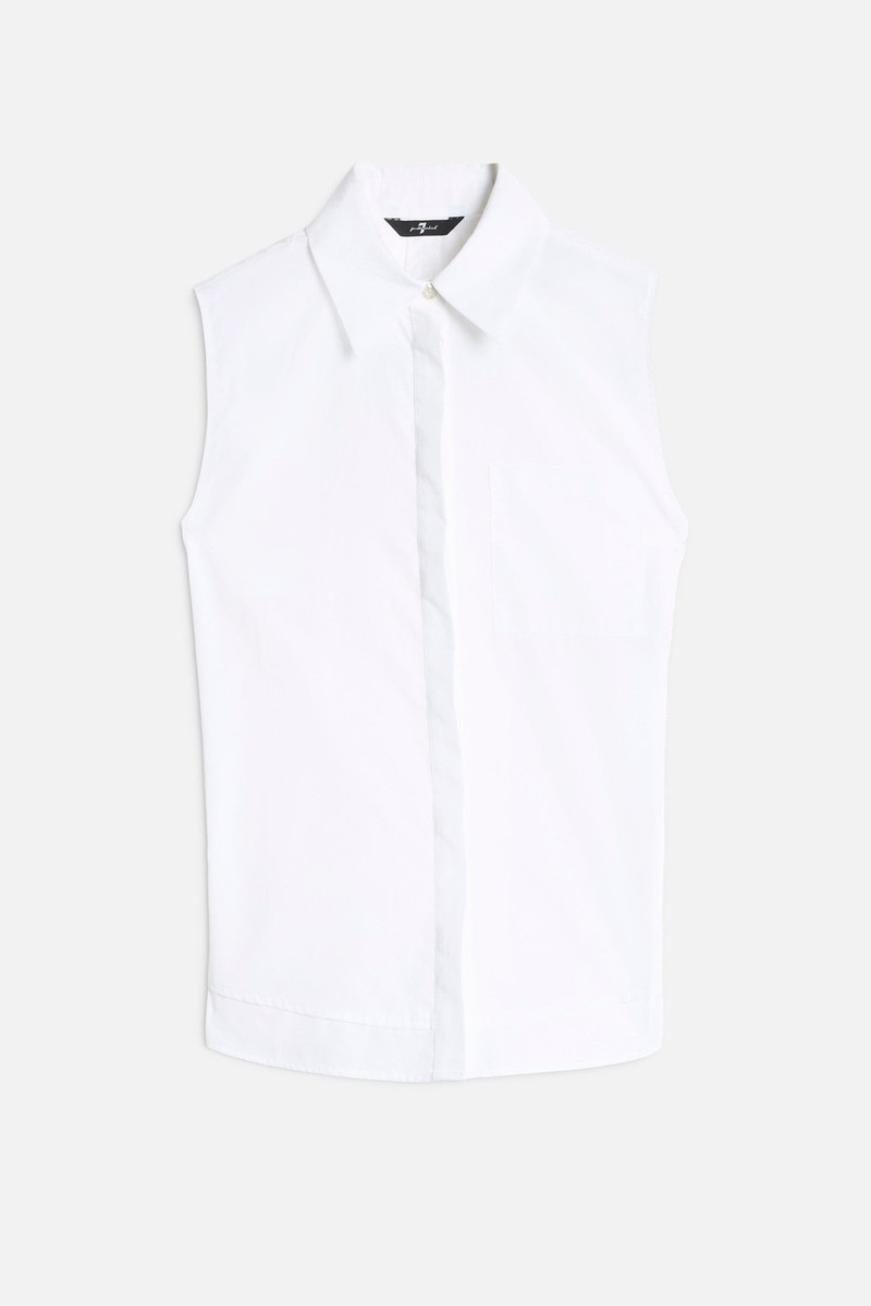 OPEN BACK SLEEVELESS SHIRT in Poplin Optical White 1