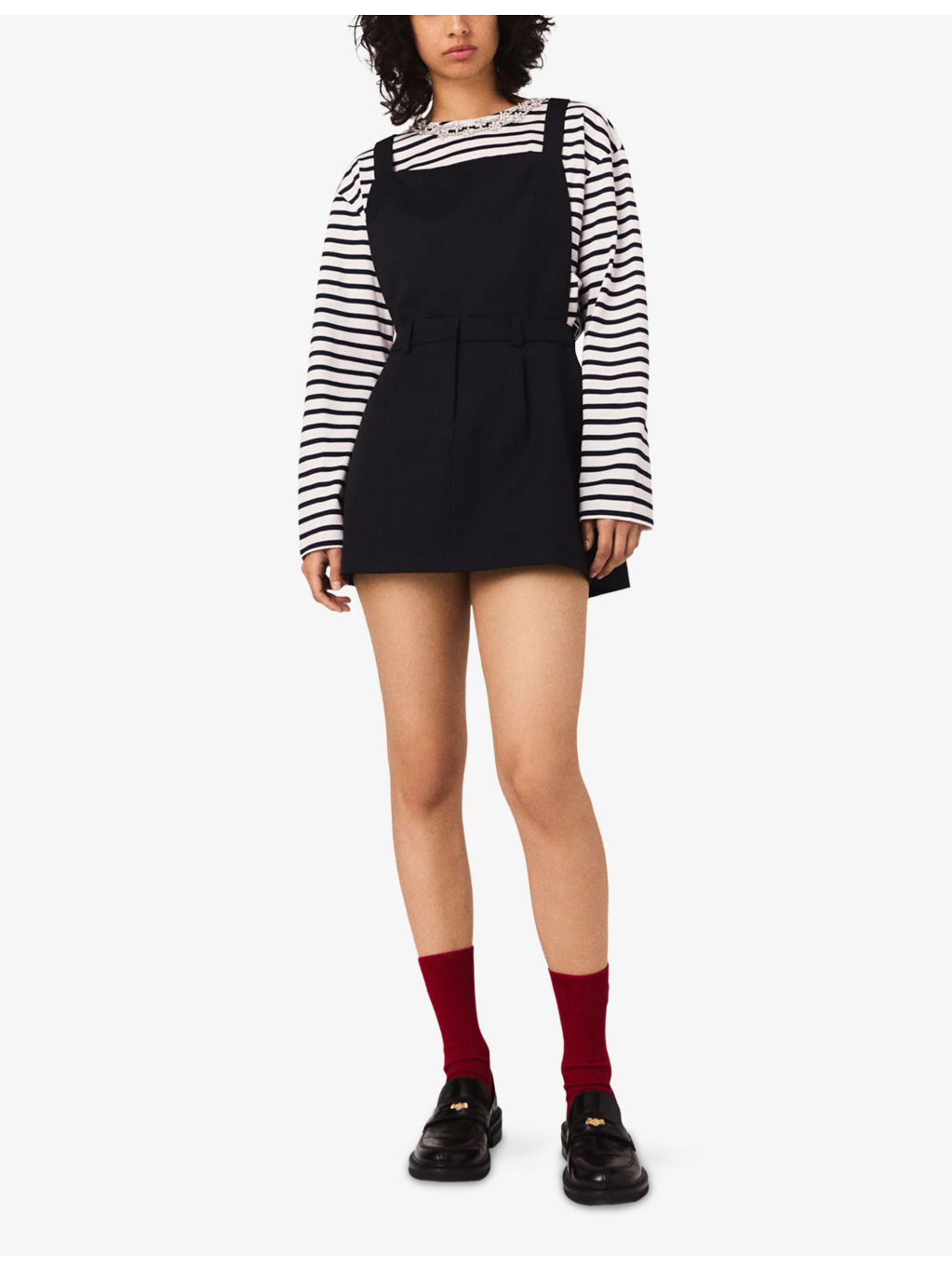 Pinafore-Strap Square-Neck Stretch-Woven Mini Dress - 2