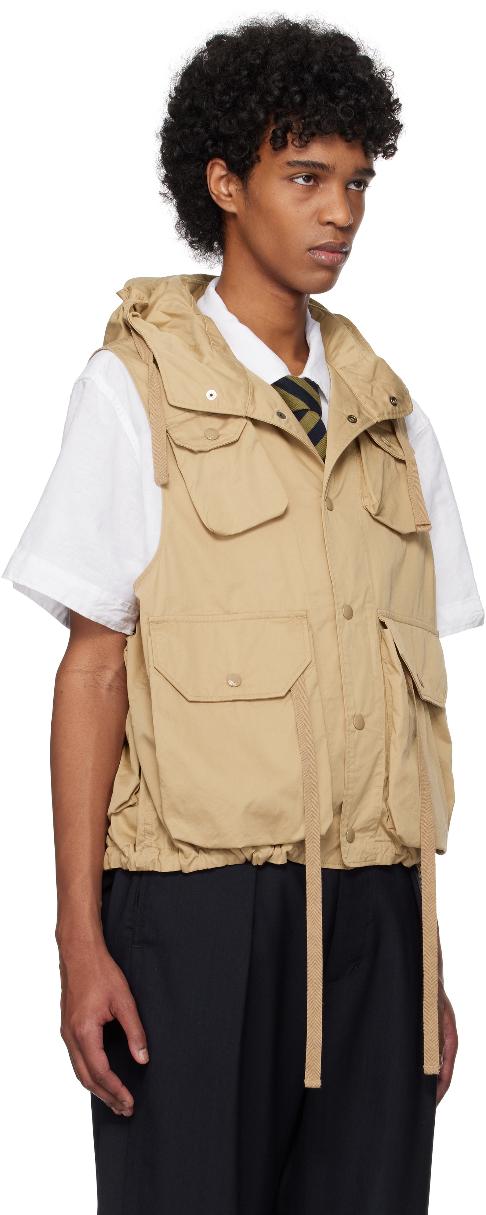 Engineered Garments Beige Field Vest | REVERSIBLE