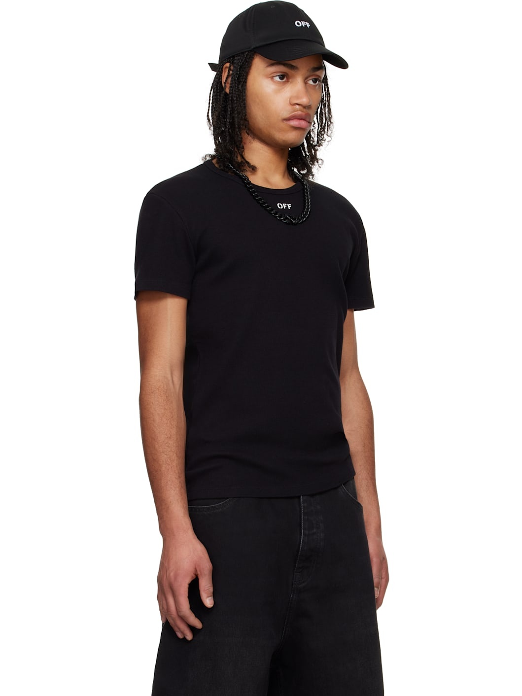 Black Off Stamp Rib Shaped T-shirt - 2