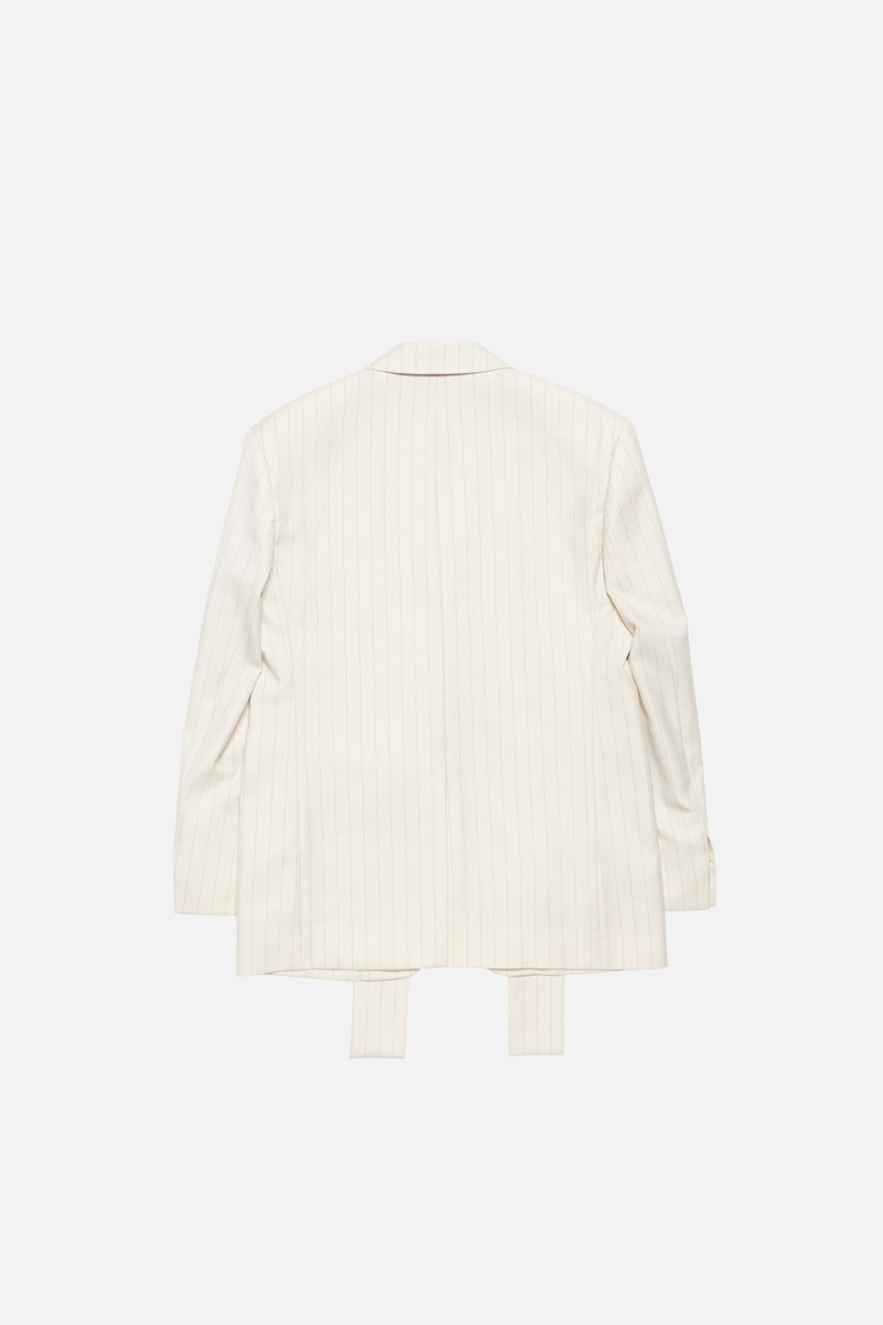 Pinstripe blazer with scarf - Cream beige 6