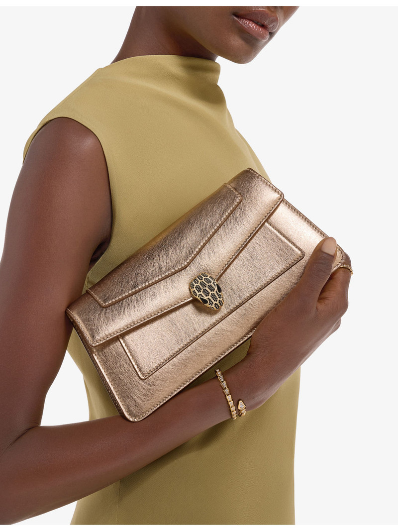 Serpenti Forever Metallic-Leather Clutch 3