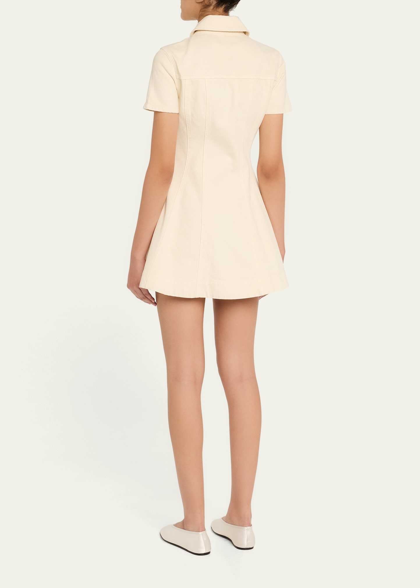 Structured Denim Mini Dress - 3