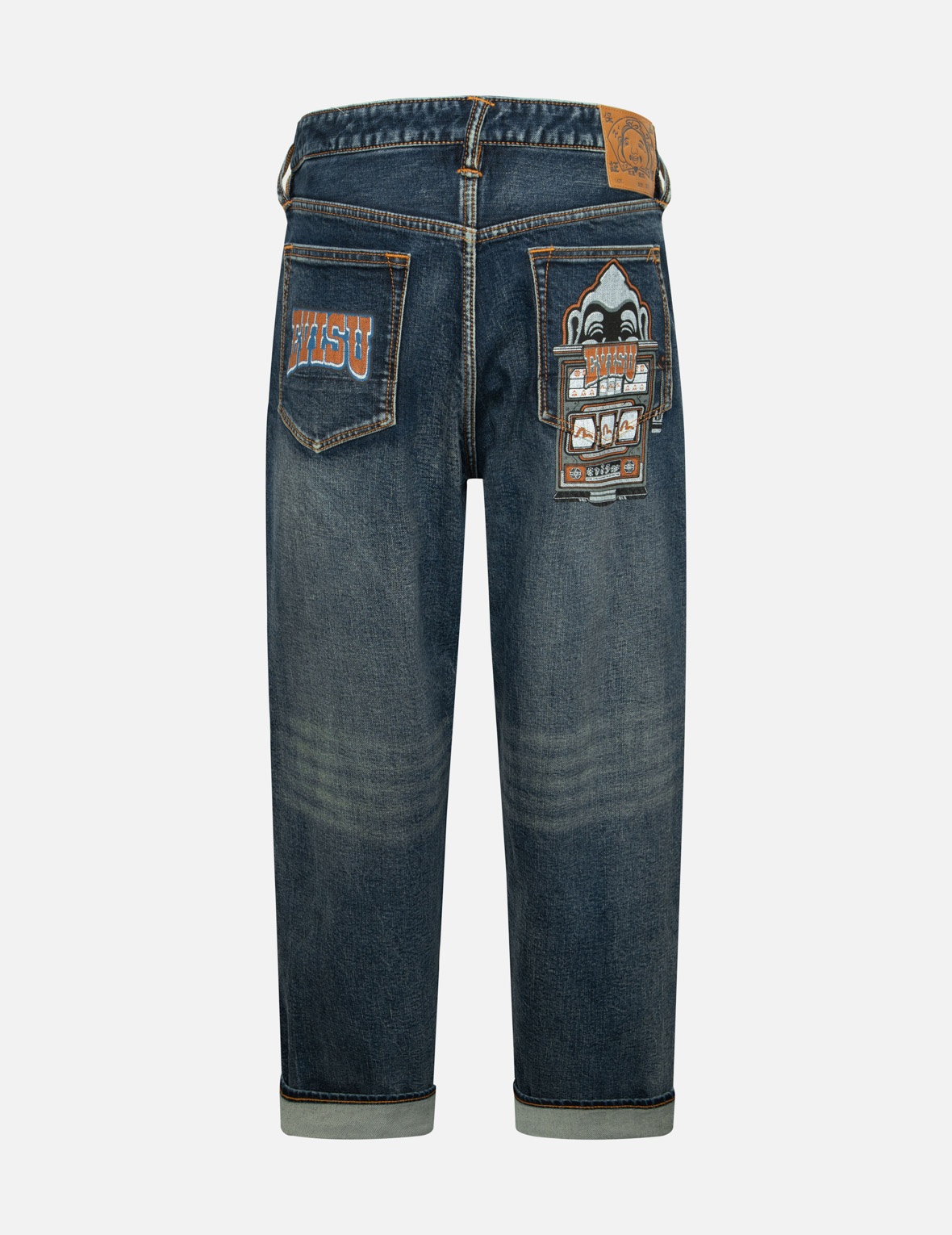 WASHED LOGO AND GODHEAD SLOT COATED RELAX FIT JEANS - 2