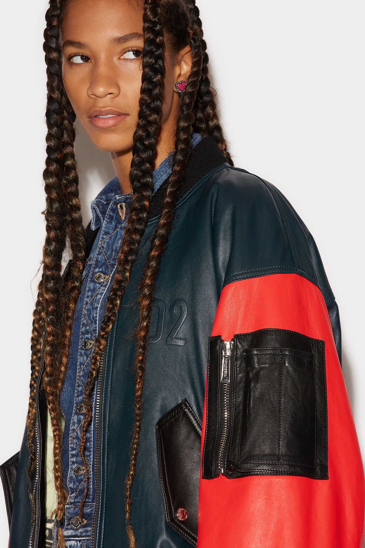 D2 LEATHER ZIPPED BOMBER - 3