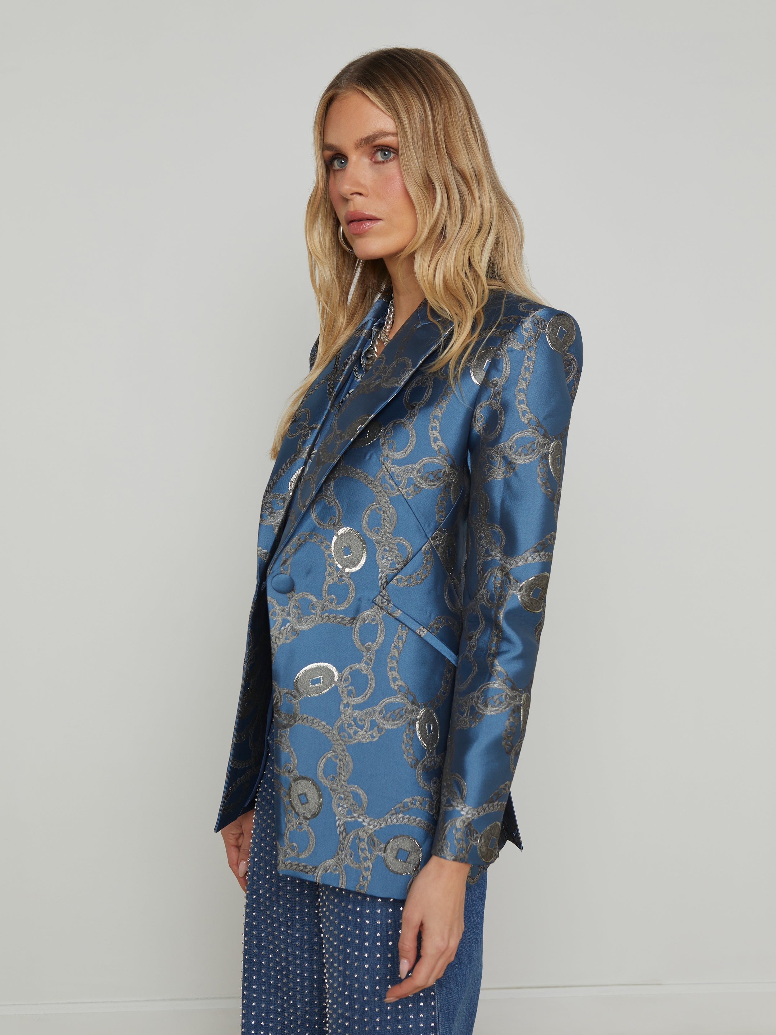 Sheila Longline Jacquard Blazer - 3