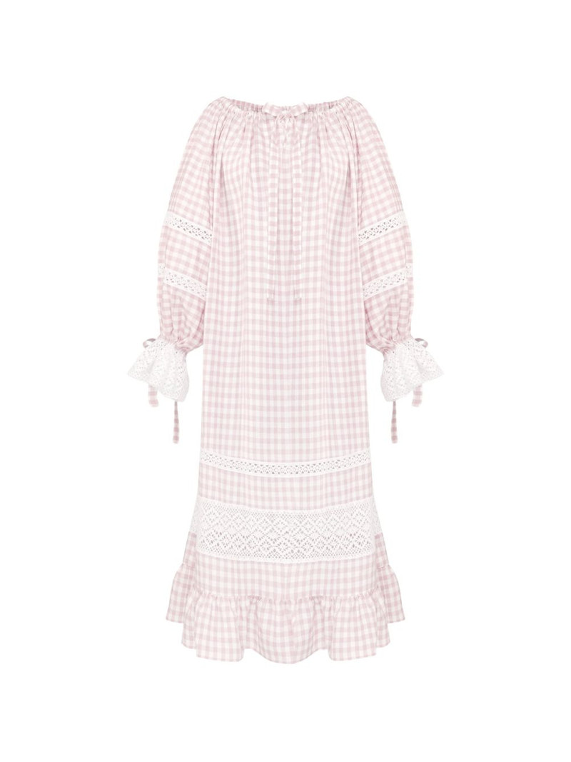 Romantica gingham lace-detail maxi dress 1