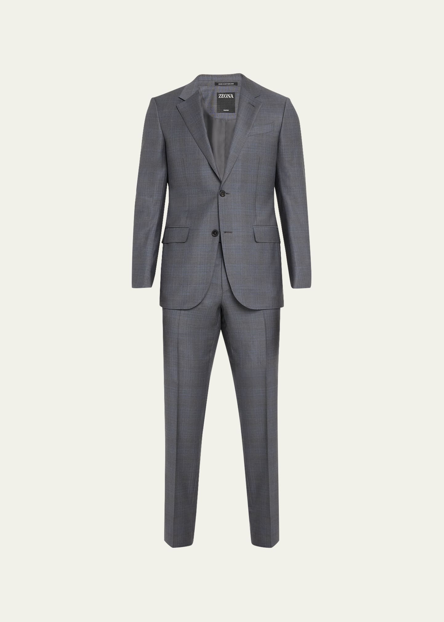 Men's Two-Tone Plaid Wool Suit - 1