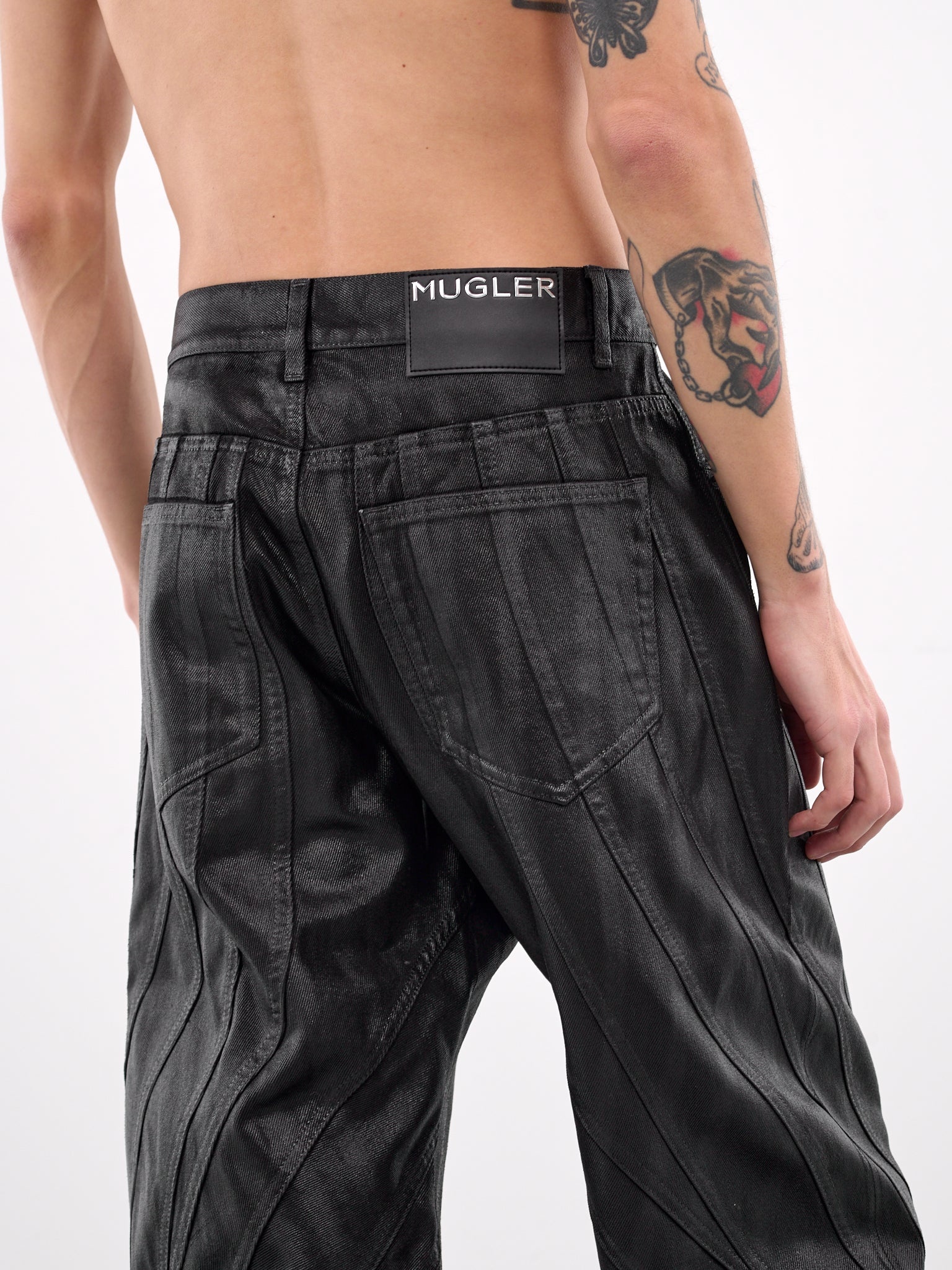 Waxed Spiral Baggy Jeans - 4