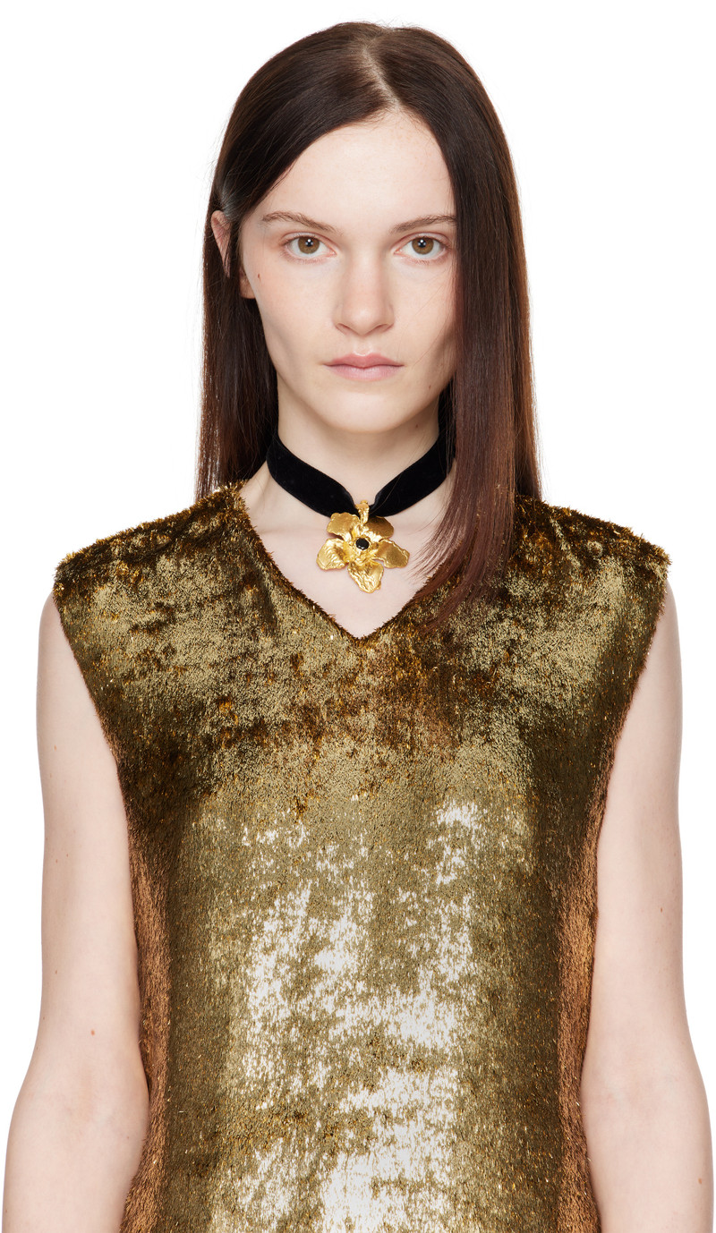 ELHANATI Black & Gold Flower Pendant Necklace outlook