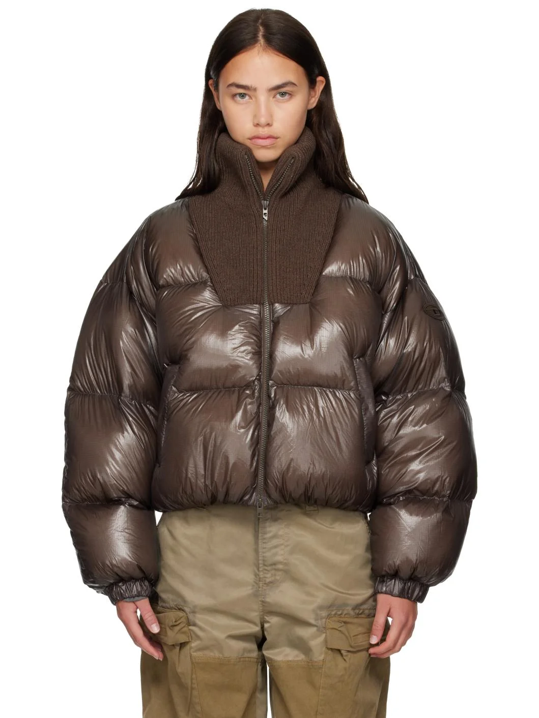 Brown Puffer Down Jacket - 1