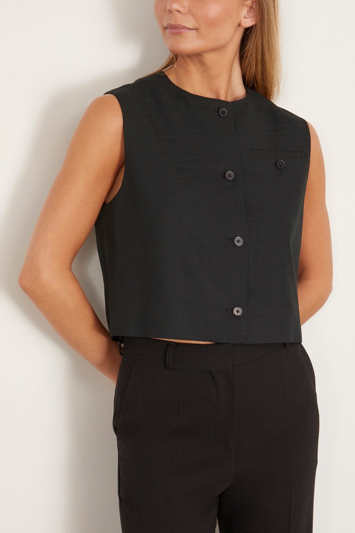 Esme Round Neck Vest in Black - 3