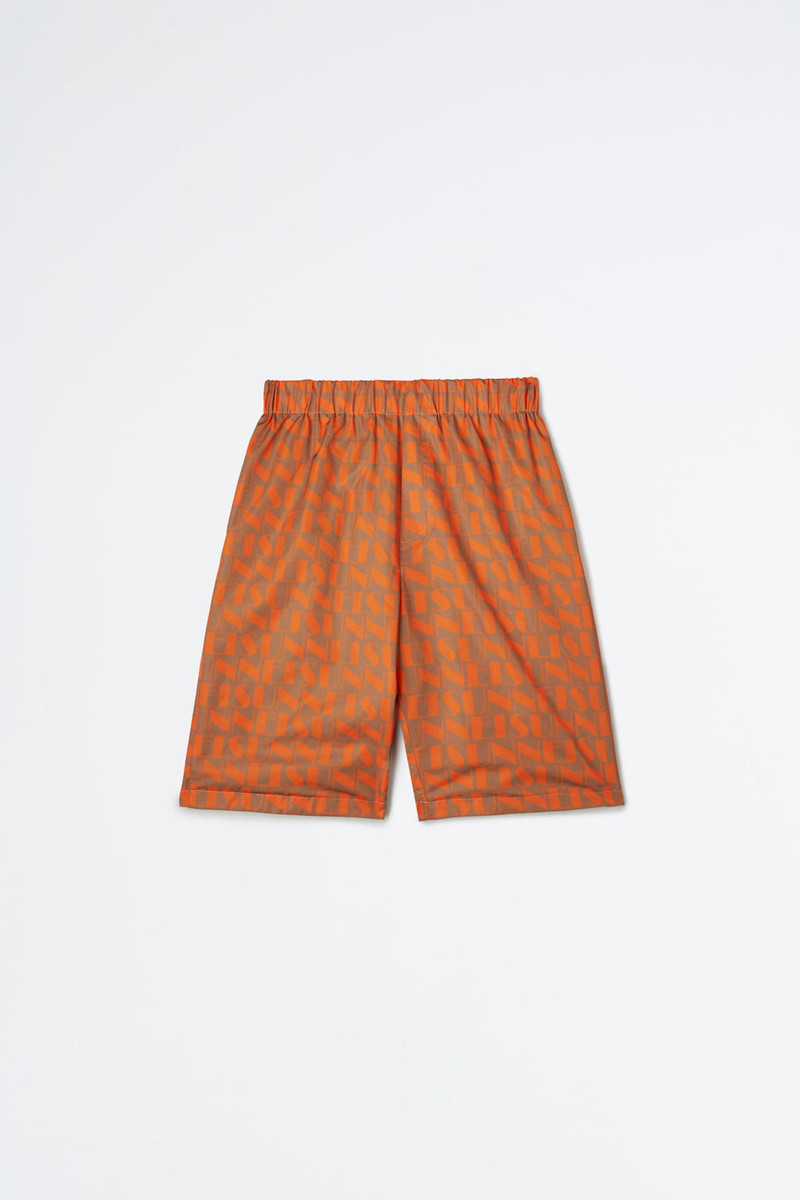 REVERSIBLE ORANGE & BEIGE LOGO BERMUDA PANTS 1