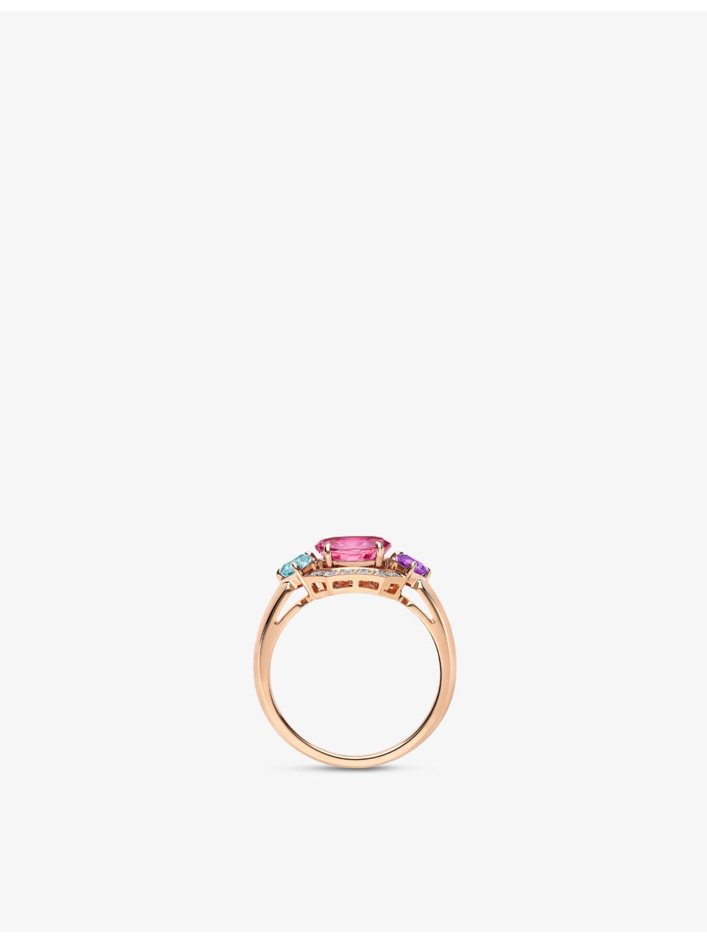 Allegra 18ct rose-gold, pink tourmaline, amethyst, blue topaz and 0.2ct diamond ring - 3