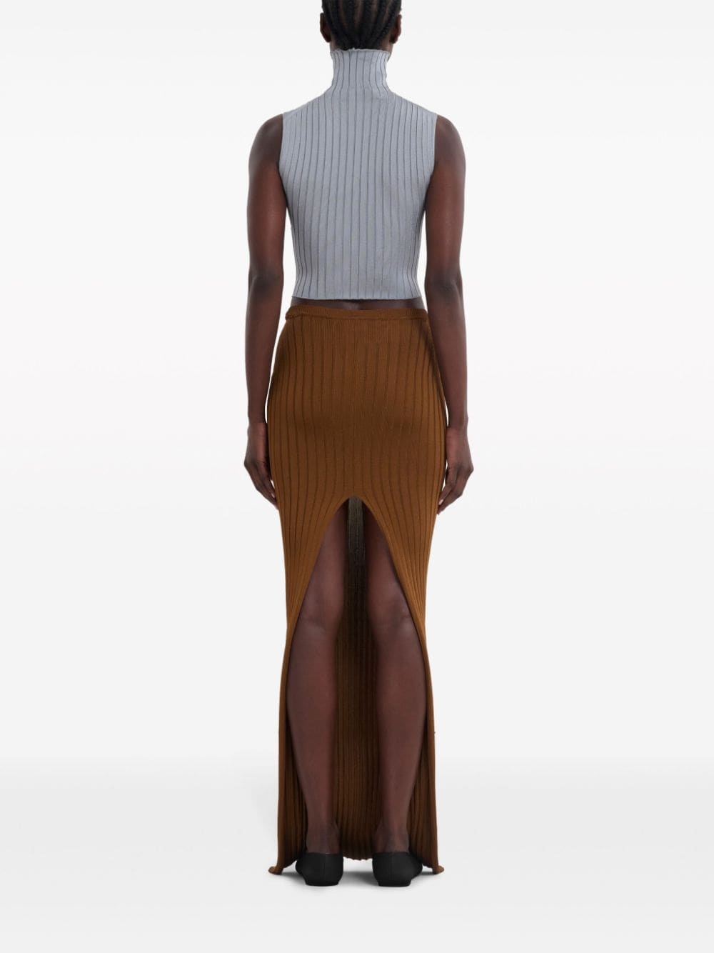 ribbed-knit maxi skirt - 4