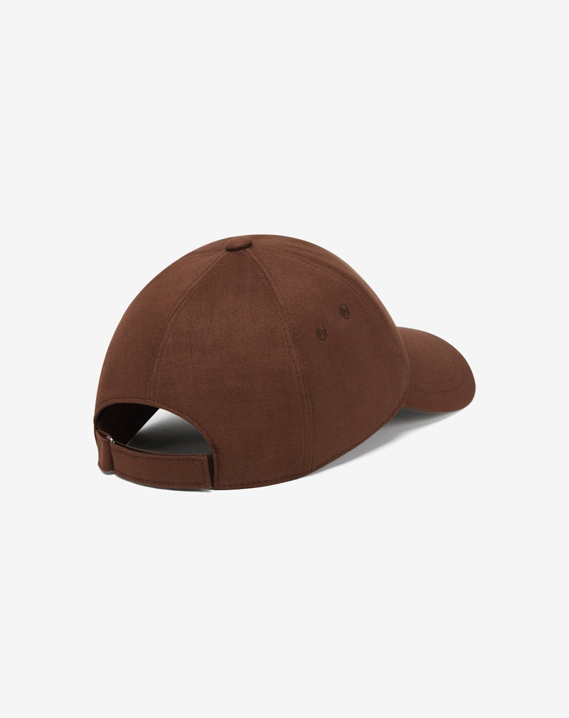 CORNELIANI Tobacco-brown linen, wool and mohair baseball cap outlook