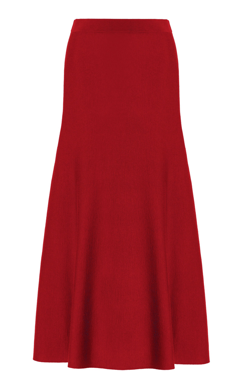 Freddie Knit Skirt in Scarlet Red Merino Wool Cashmere 1