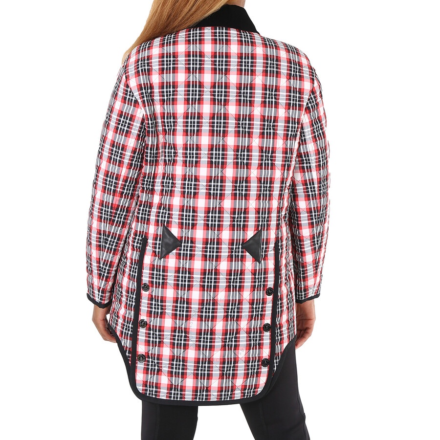 Burberry Bright Red Check Diamond Quilted Tartan Oversized Barn Jacket - 6